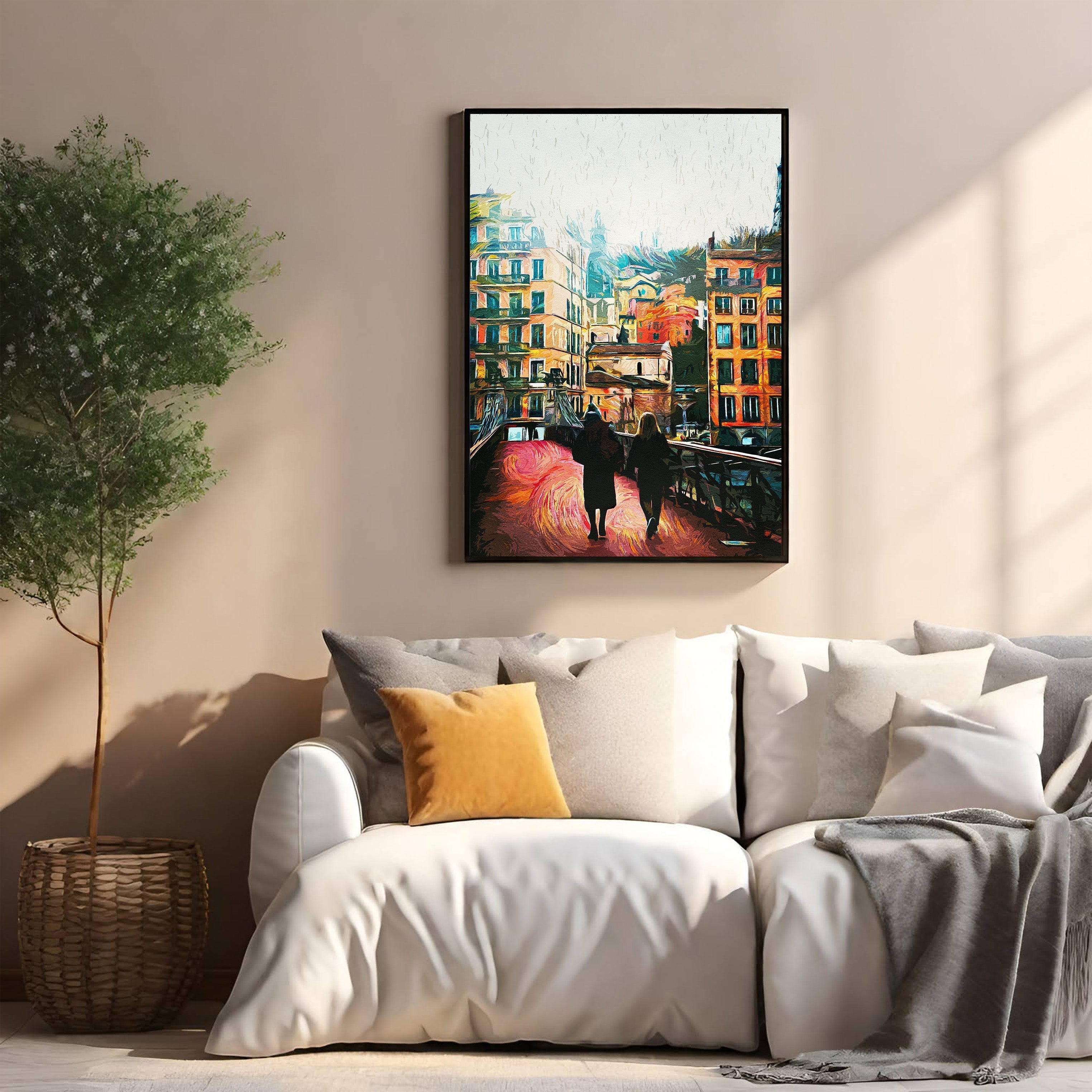Impressionist Cityscape With Two Figures
