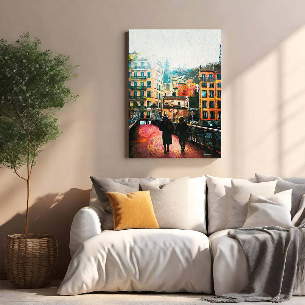 Impressionist Cityscape With Two Figures