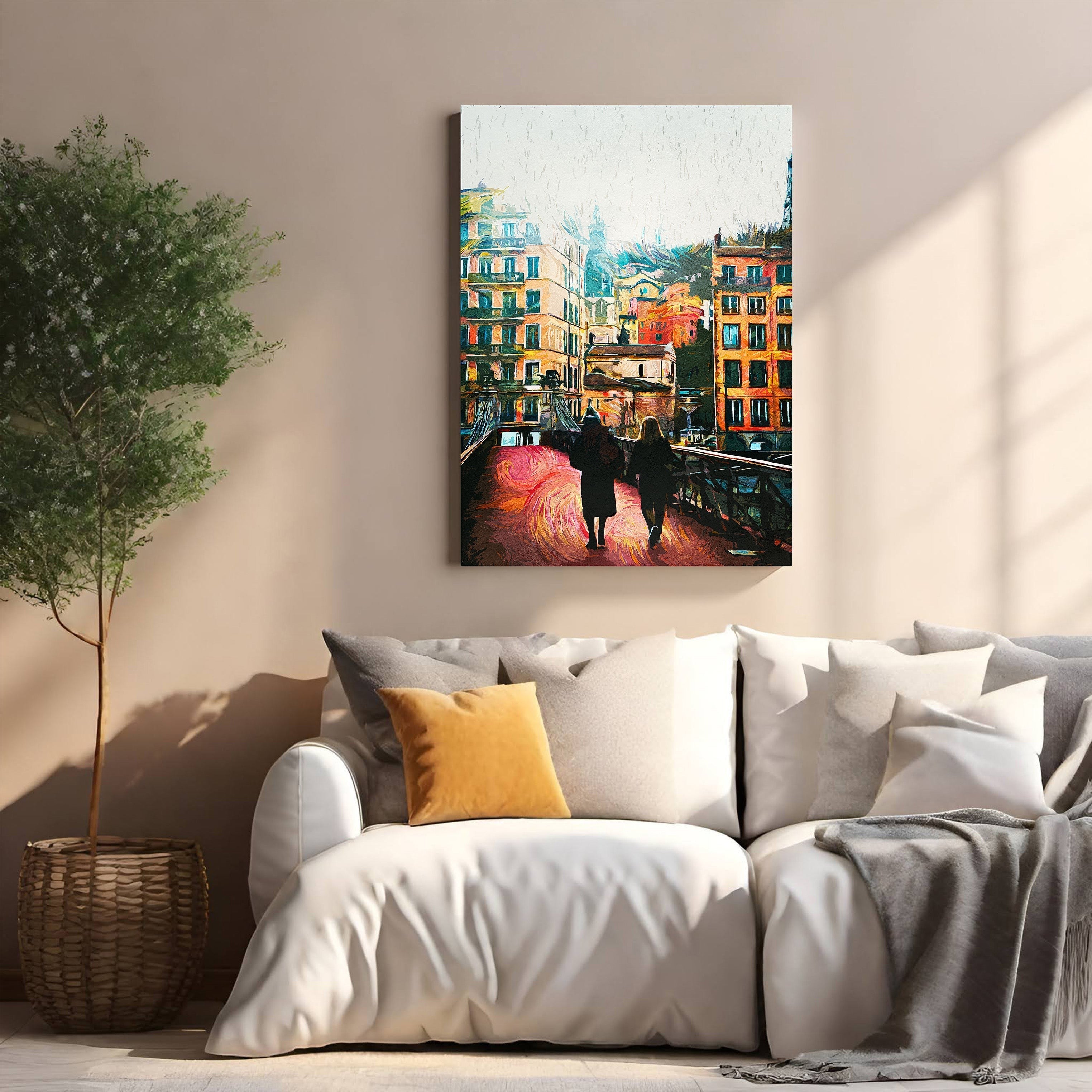 Impressionist Cityscape With Two Figures