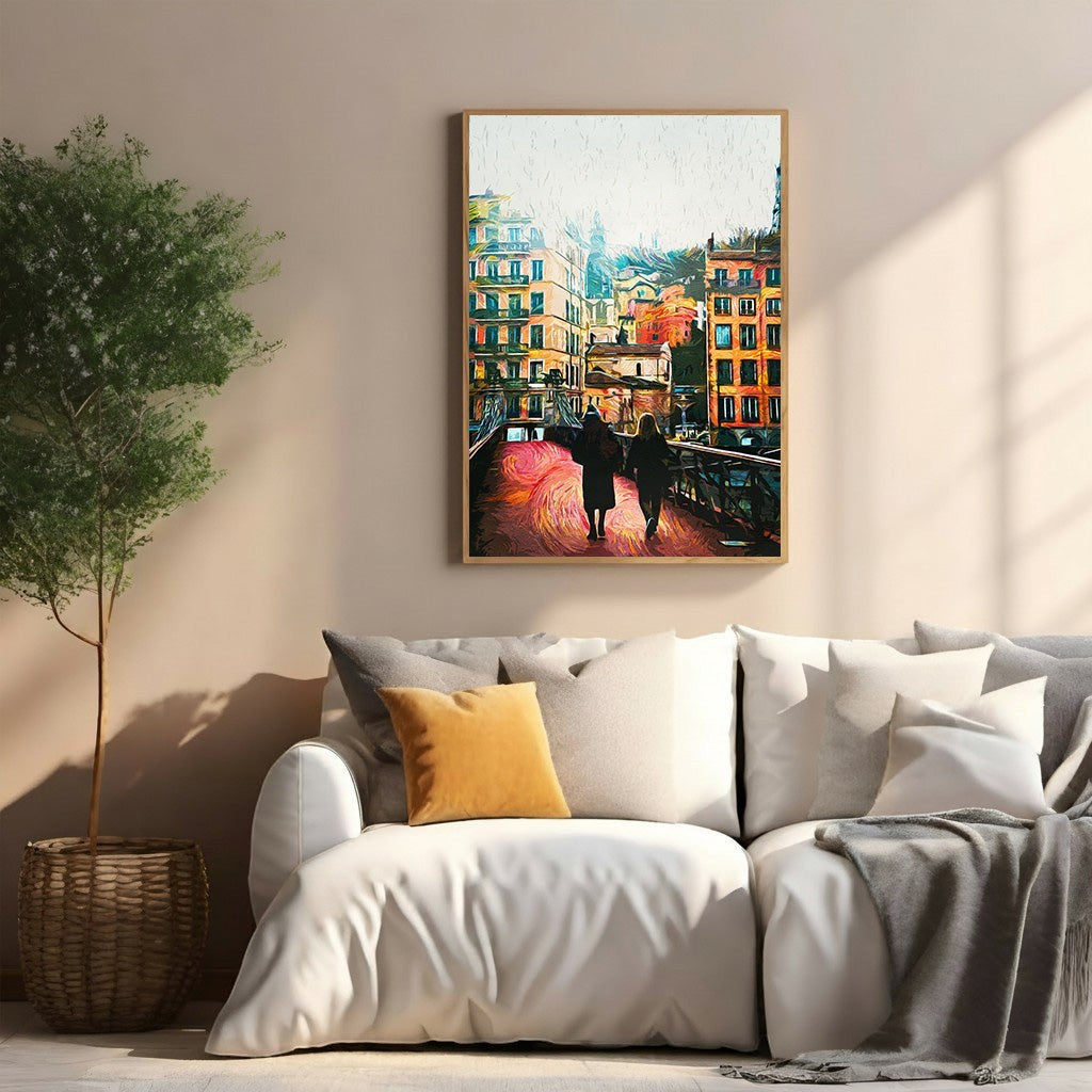Impressionist Cityscape With Two Figures