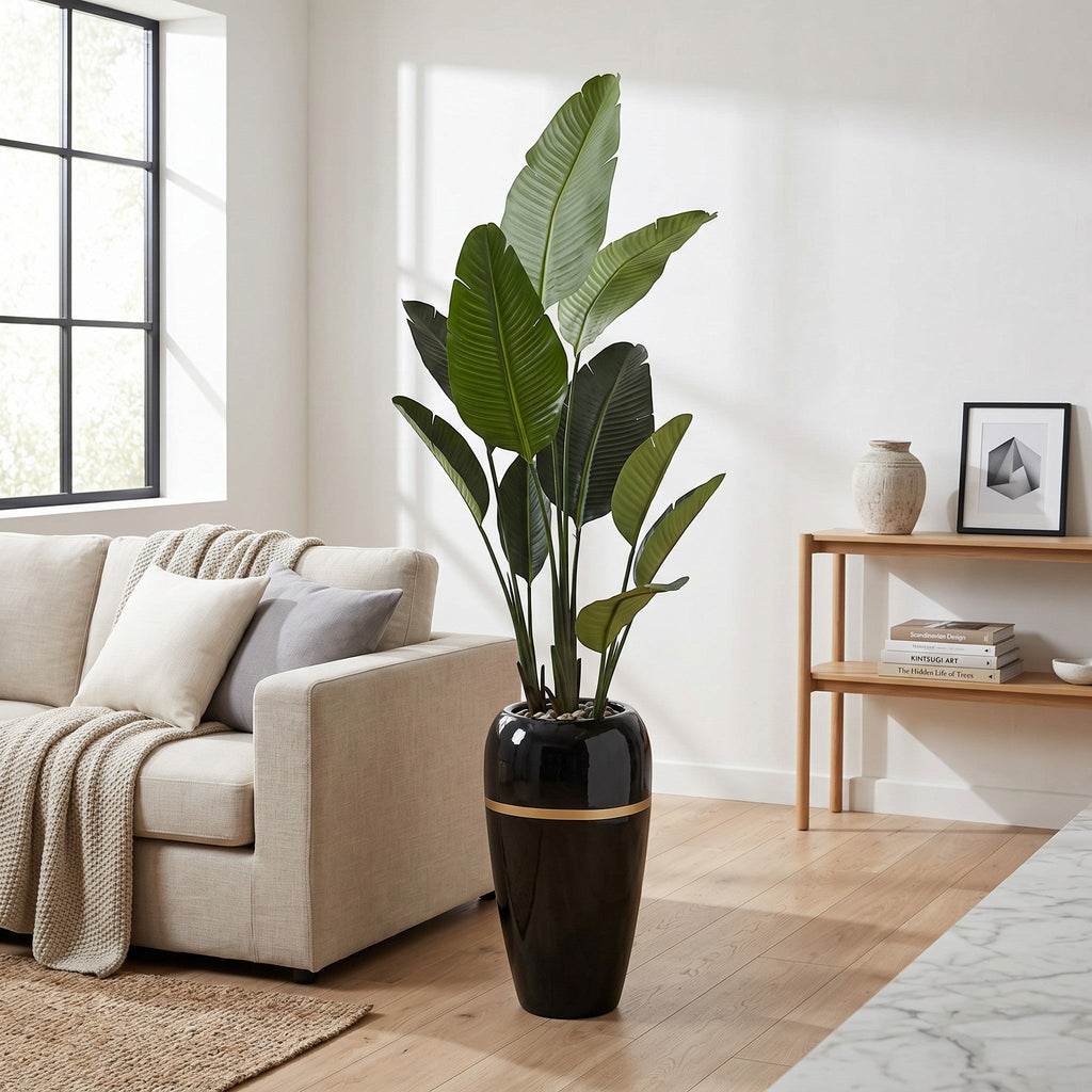 Large Bird of Paradise Artificial Plant in Fiberglass Pot