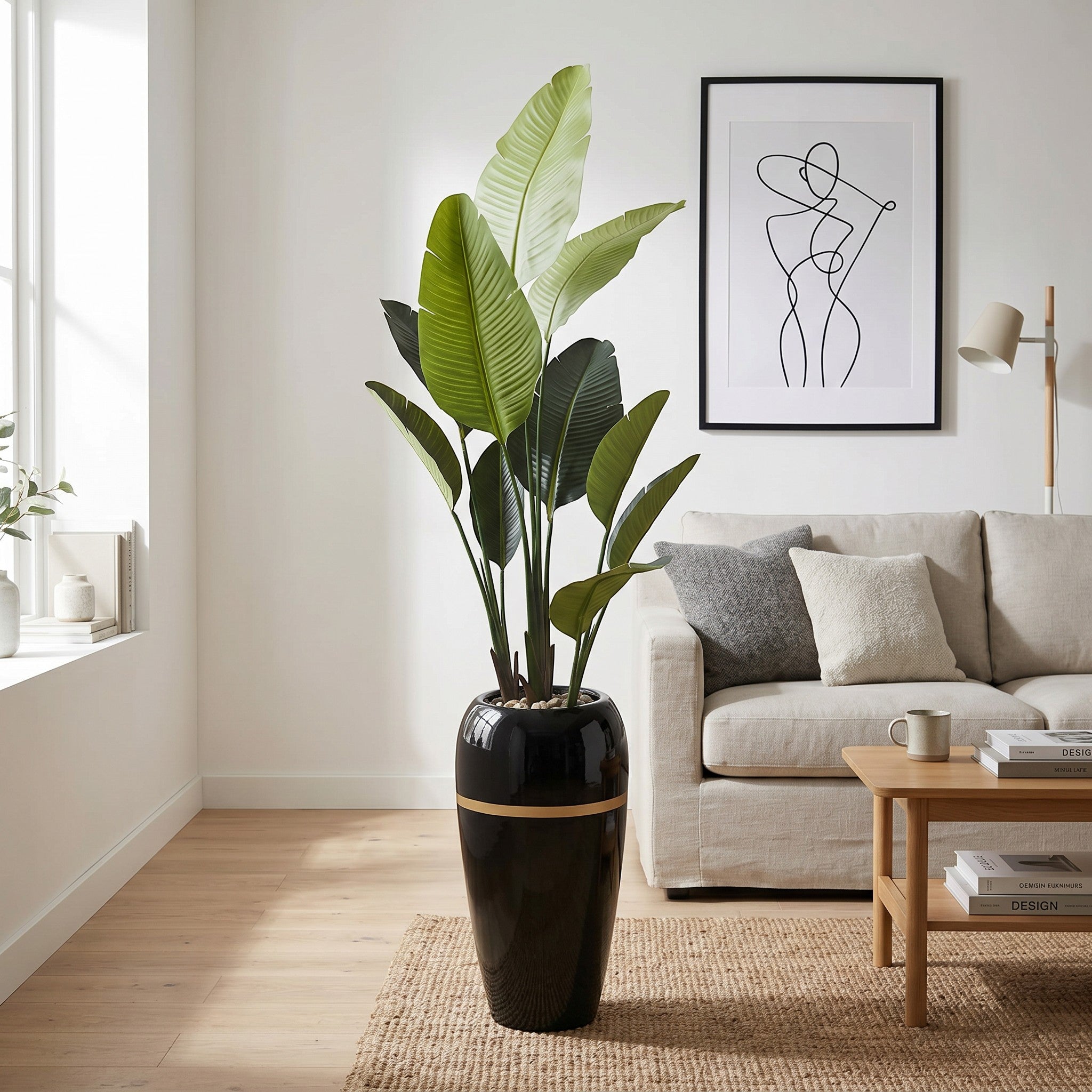 Large Bird of Paradise Artificial Plant in Fiberglass Pot