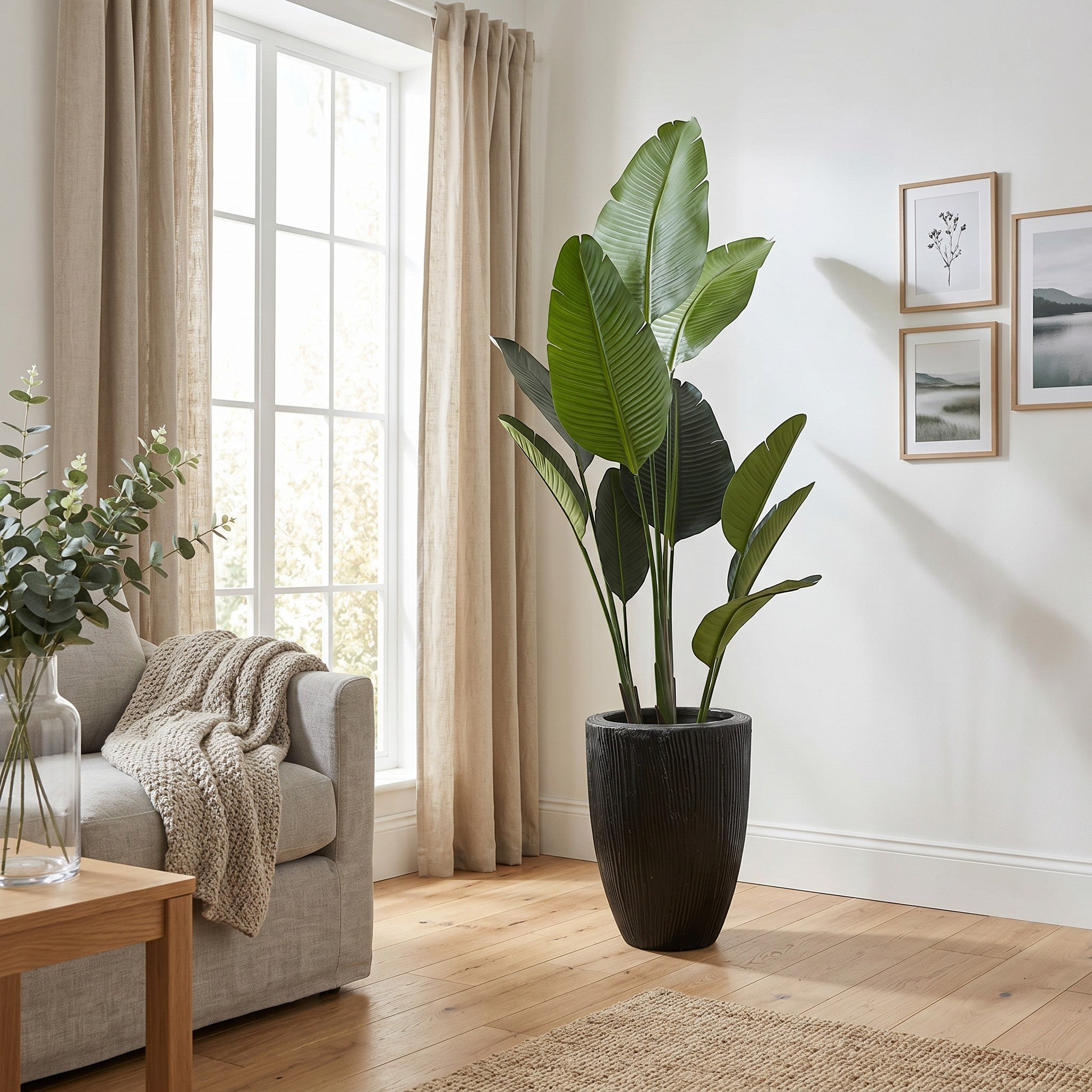Large Bird Of Paradise Artificial Plant in Fiberglass Pot
