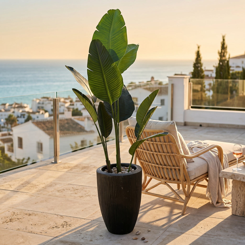 Large Bird Of Paradise Artificial Plant in Fiberglass Pot