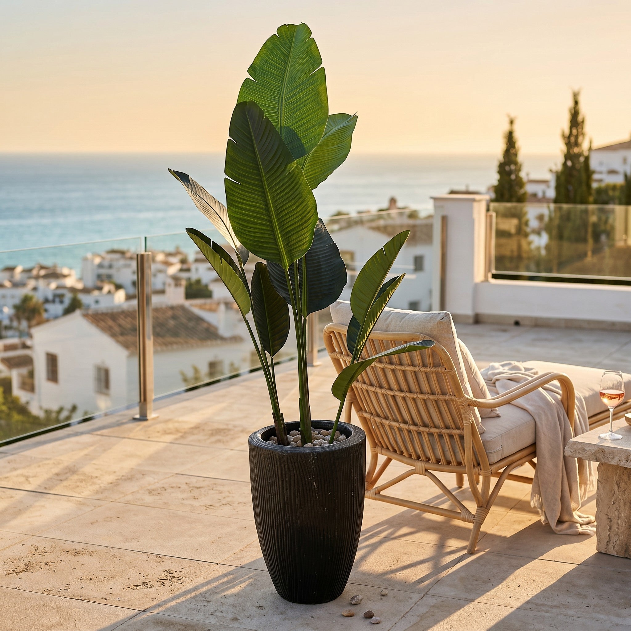 Large Bird Of Paradise Artificial Plant in Fiberglass Pot