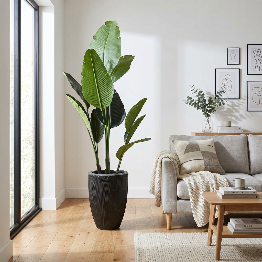 Large Bird Of Paradise Artificial Plant in Fiberglass Pot