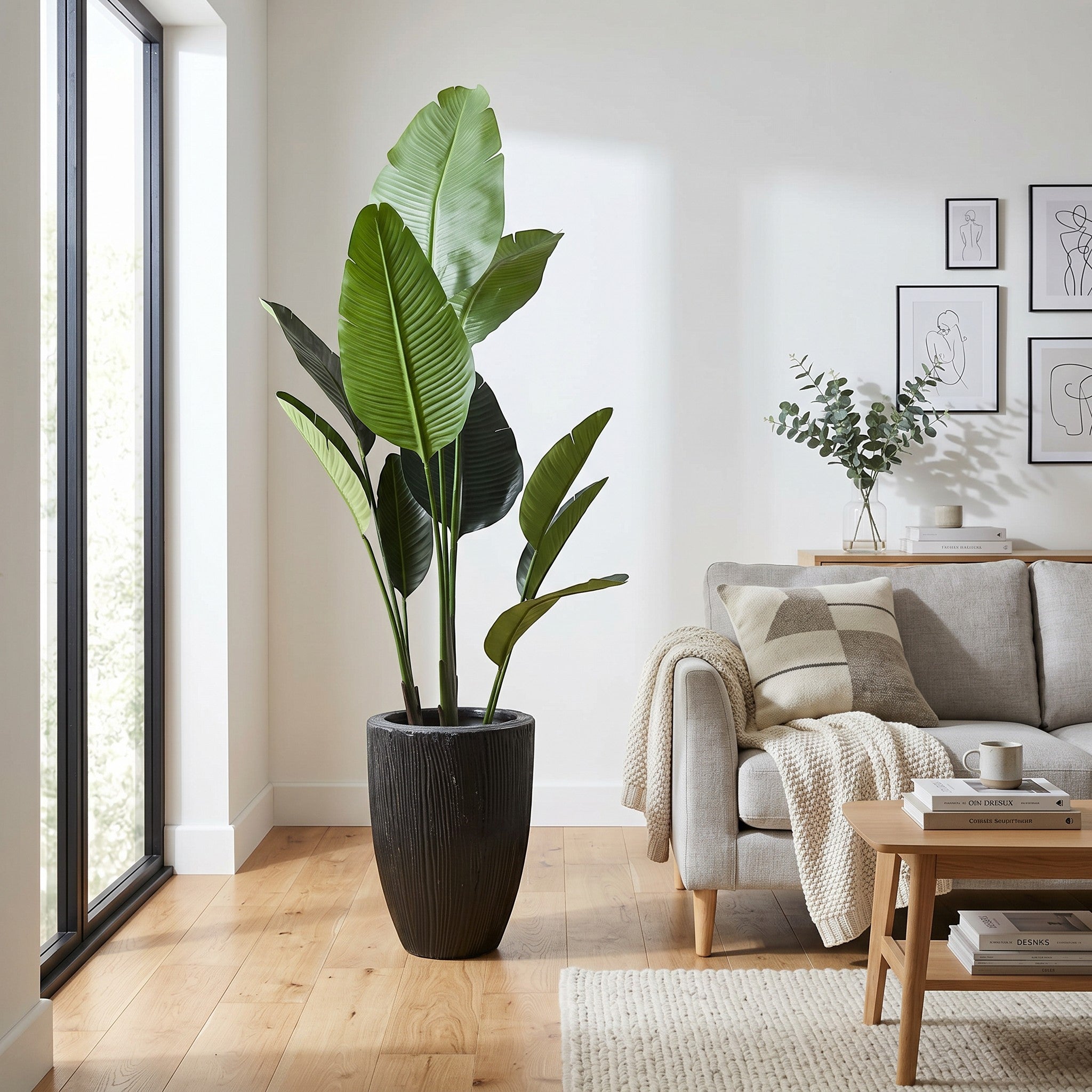 Large Bird Of Paradise Artificial Plant in Fiberglass Pot