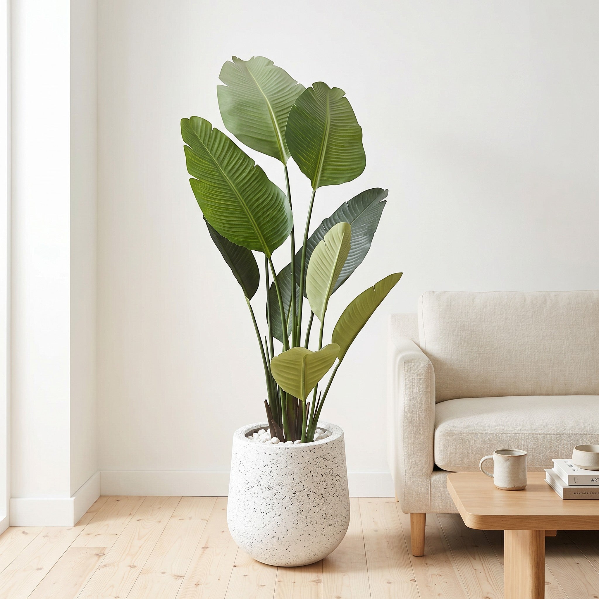 Large Bird of Paradise Artificial Plant in Fiberglass Pot