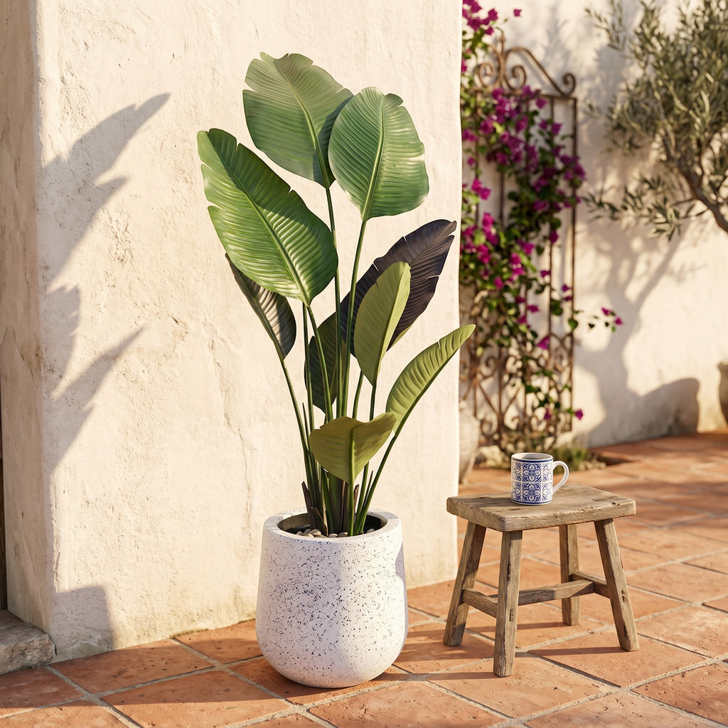 Large Bird of Paradise Artificial Plant in Fiberglass Pot