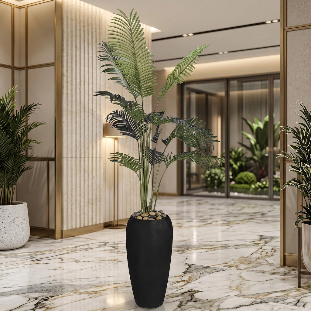 Large Faux Areca Palm Plant in Fiber Glass Pot