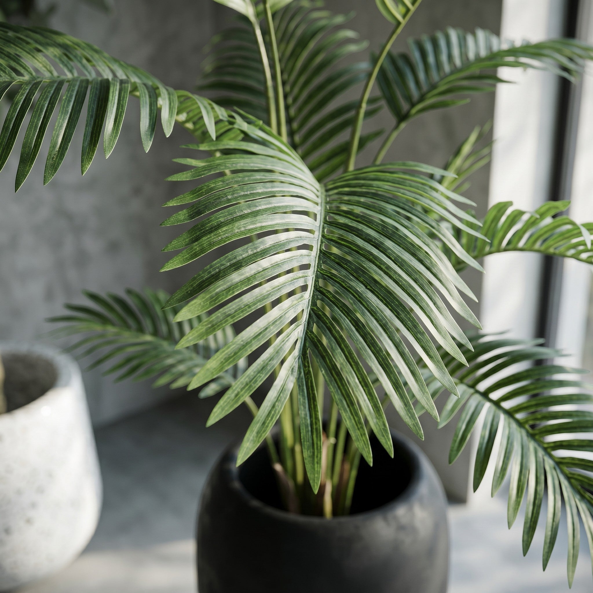 Large Faux Areca Palm Plant in Fiber Glass Pot