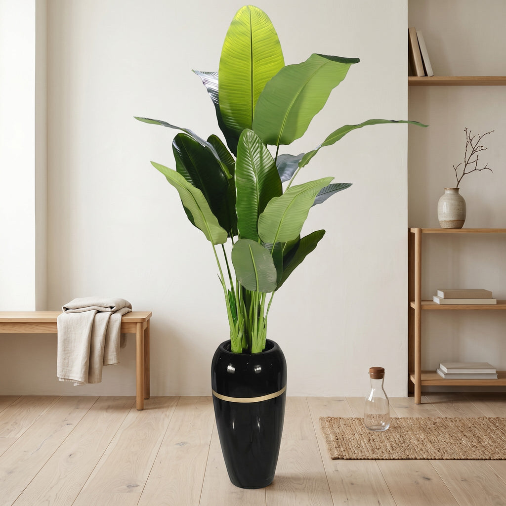 Large Faux Bird Of Paradise Plant In Fiber Glass Pot