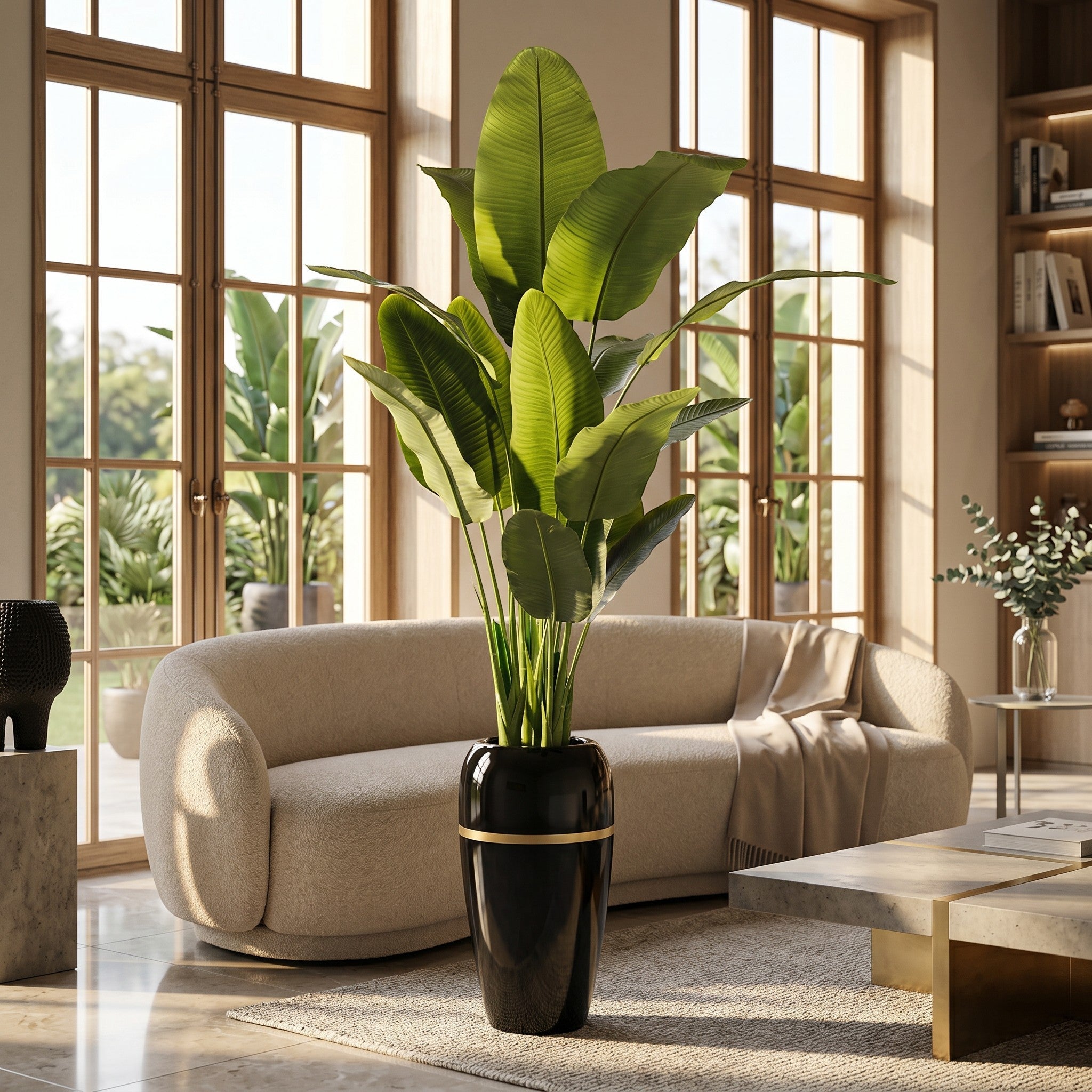 Large Faux Bird Of Paradise Plant In Fiber Glass Pot