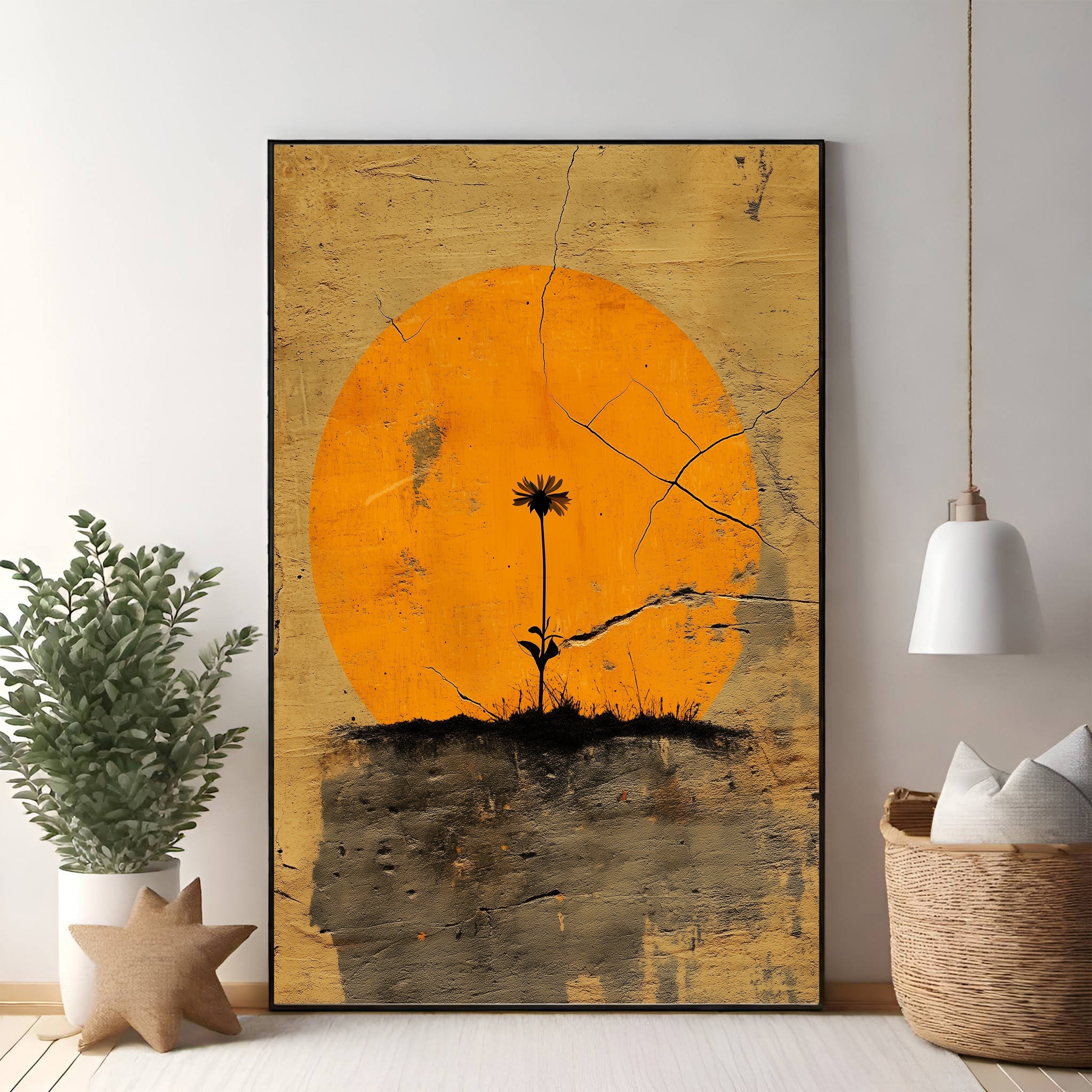 Minimalist Single Flower Against Sun Wall Art