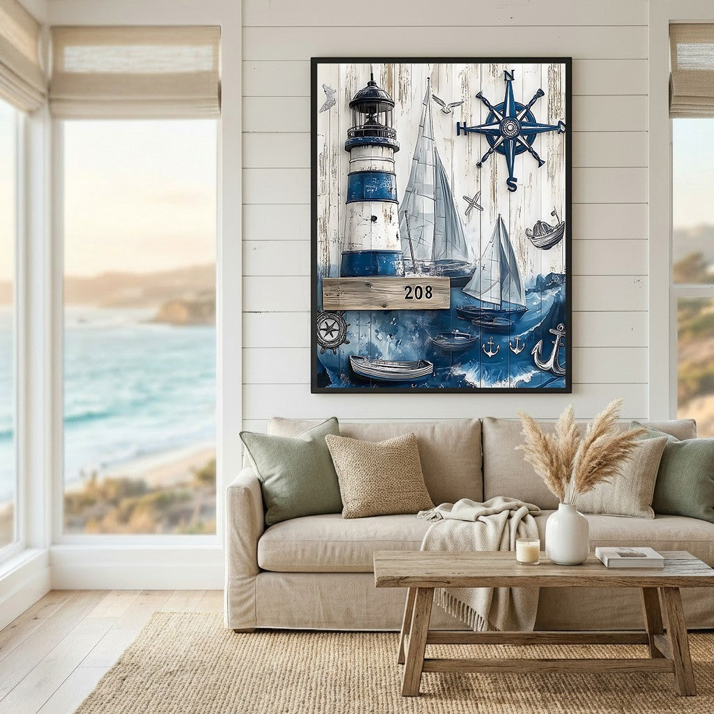 Nautical Lighthouse and Sailboat Wall Art Decor