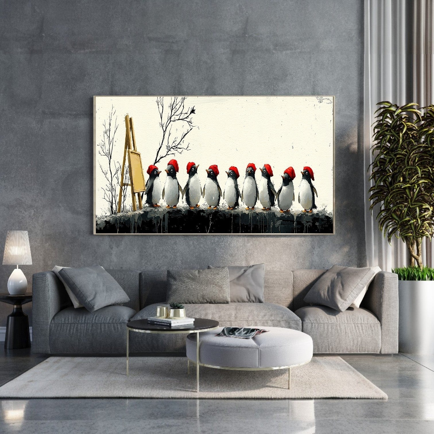 Penguins In Santa Hats