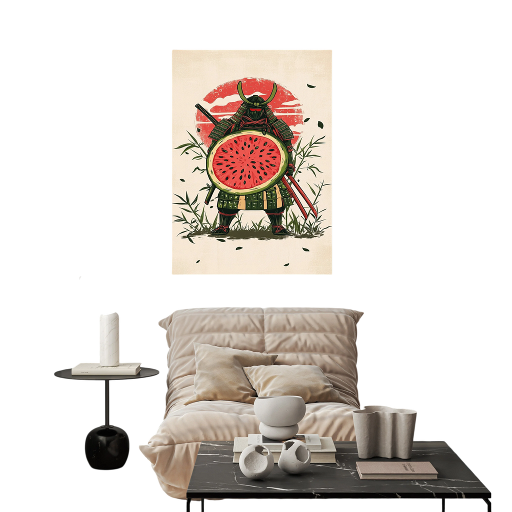 Samurai Warrior With Watermelon Shield