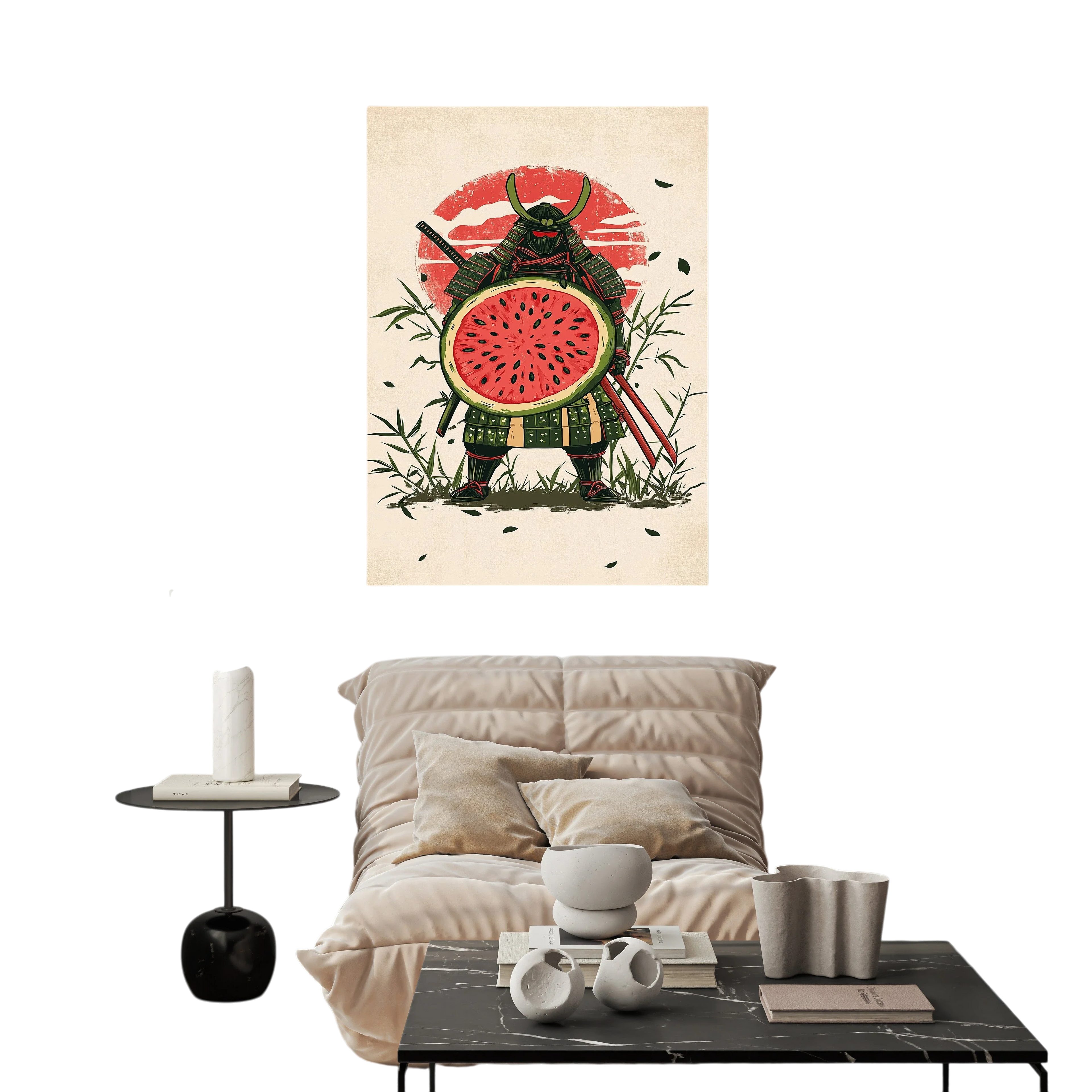 Samurai Warrior With Watermelon Shield