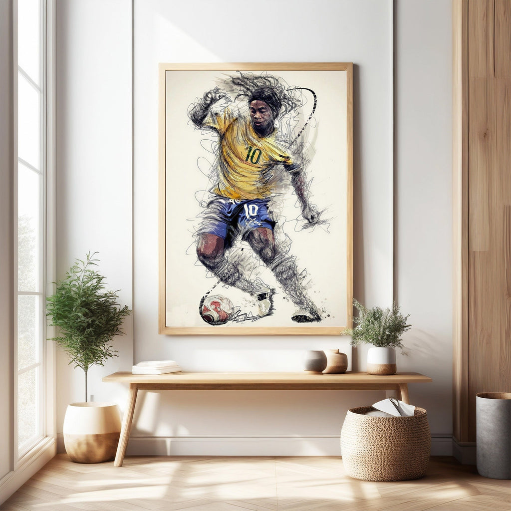 Dynamic Soccer Player Sketch Wall Art