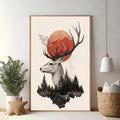 Majestic Stag Forest Landscape Wall Art