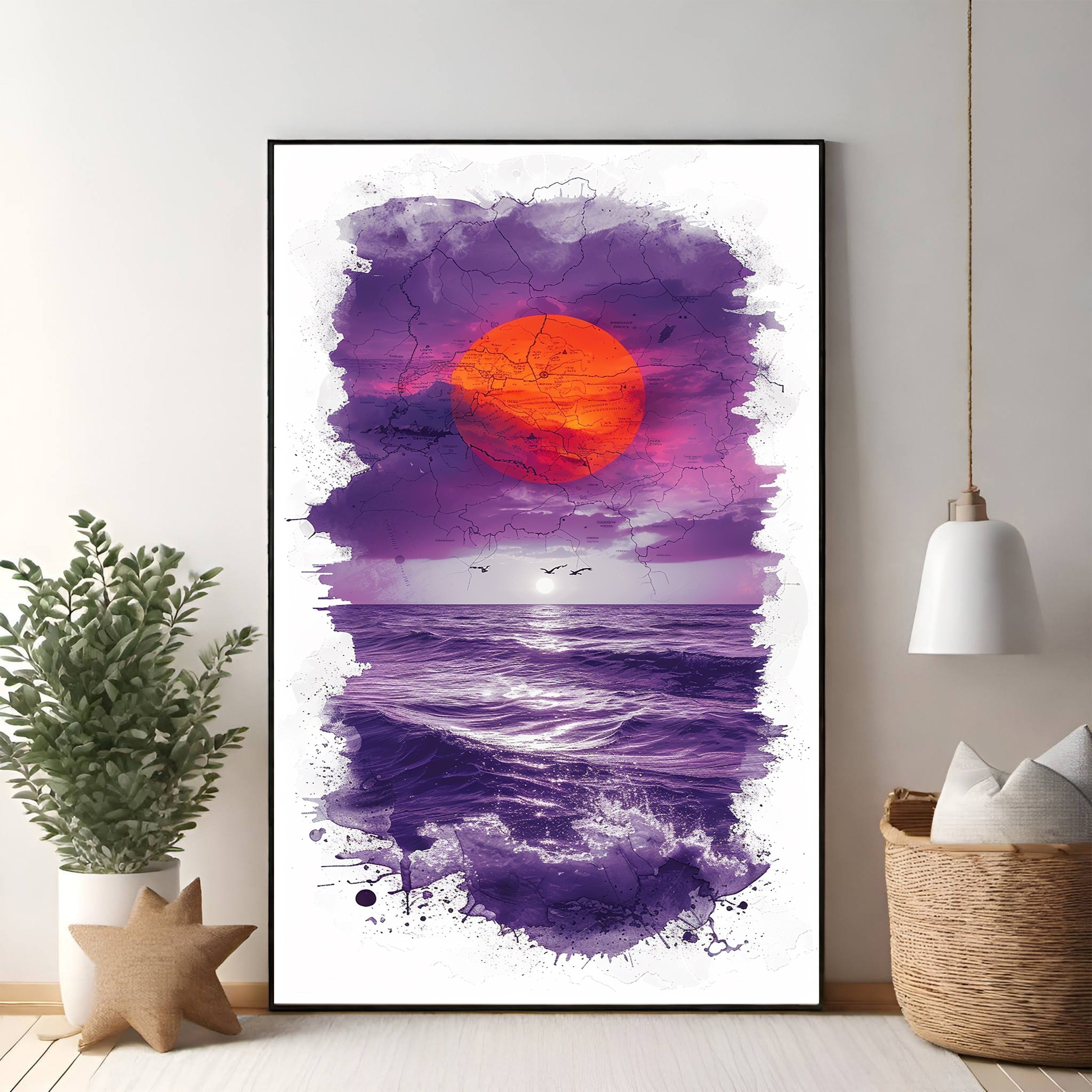 Dramatic Sunset Over The Ocean Wall Art