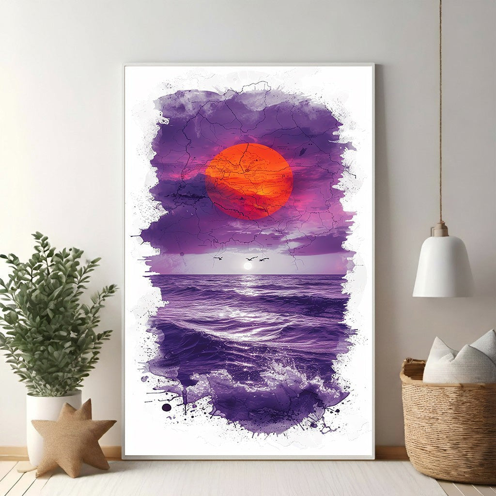 Dramatic Sunset Over The Ocean Wall Art