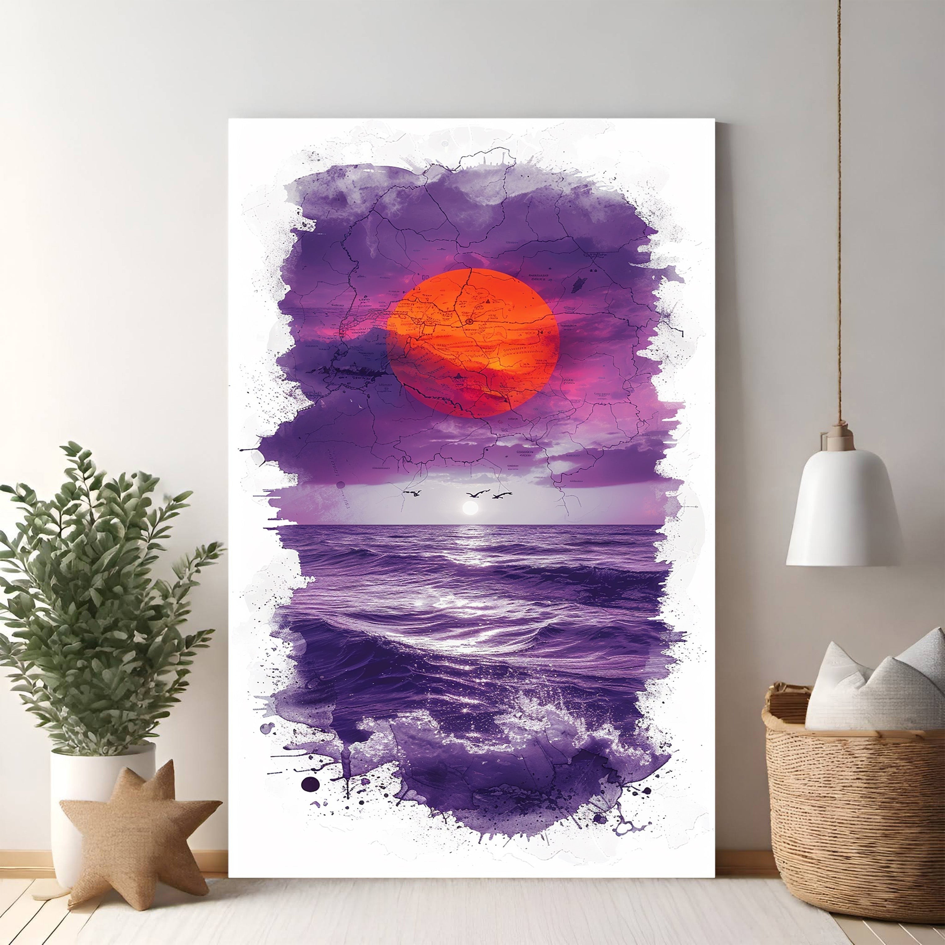 Dramatic Sunset Over The Ocean Wall Art