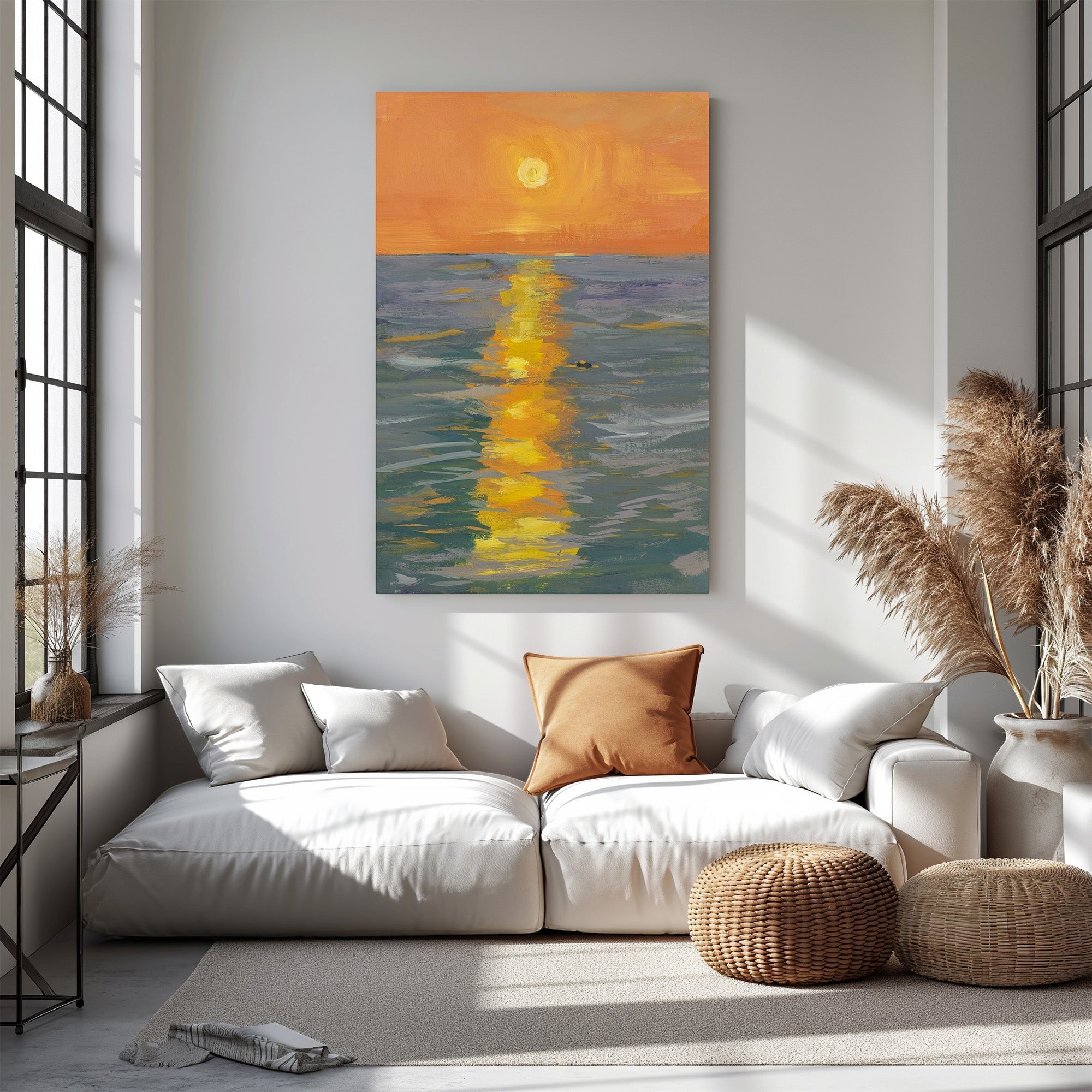 Sunset Over Water Canvas Wall Art