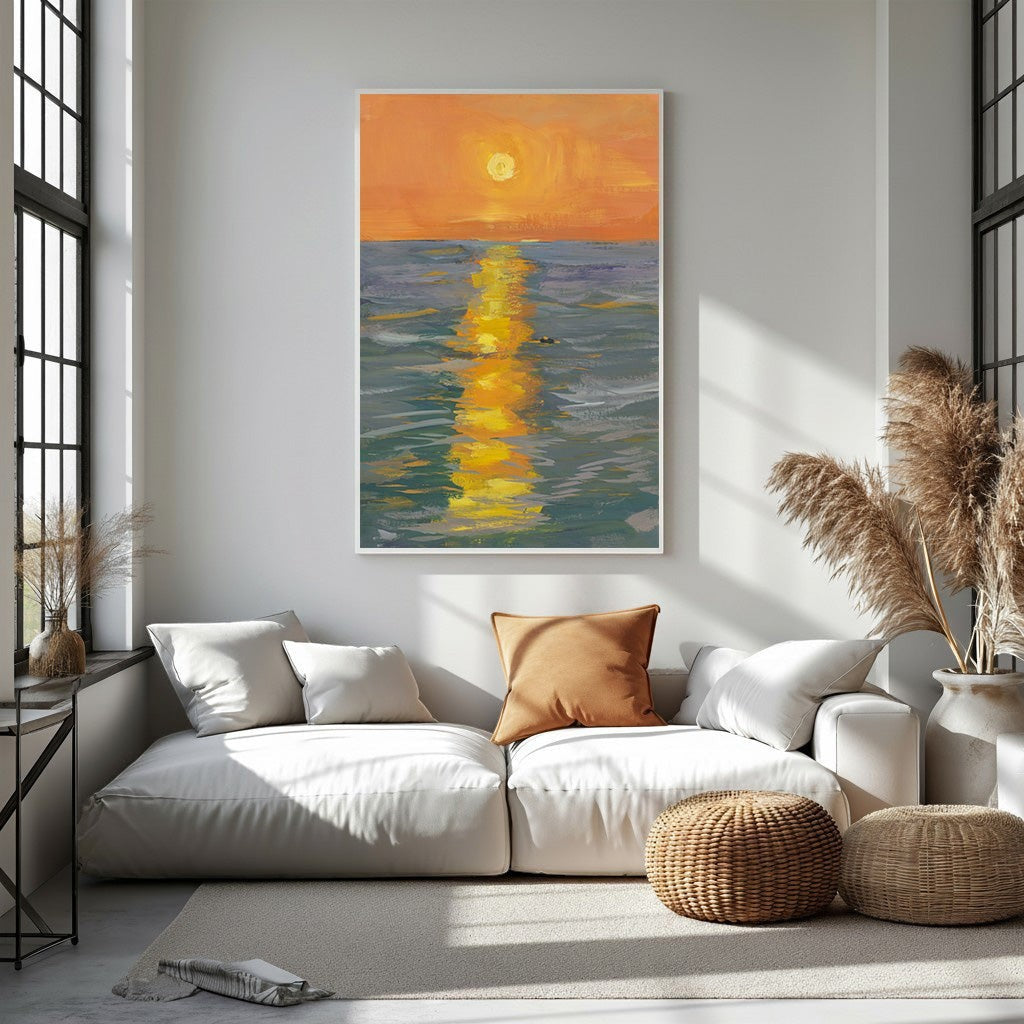 Sunset Over Water Canvas Wall Art