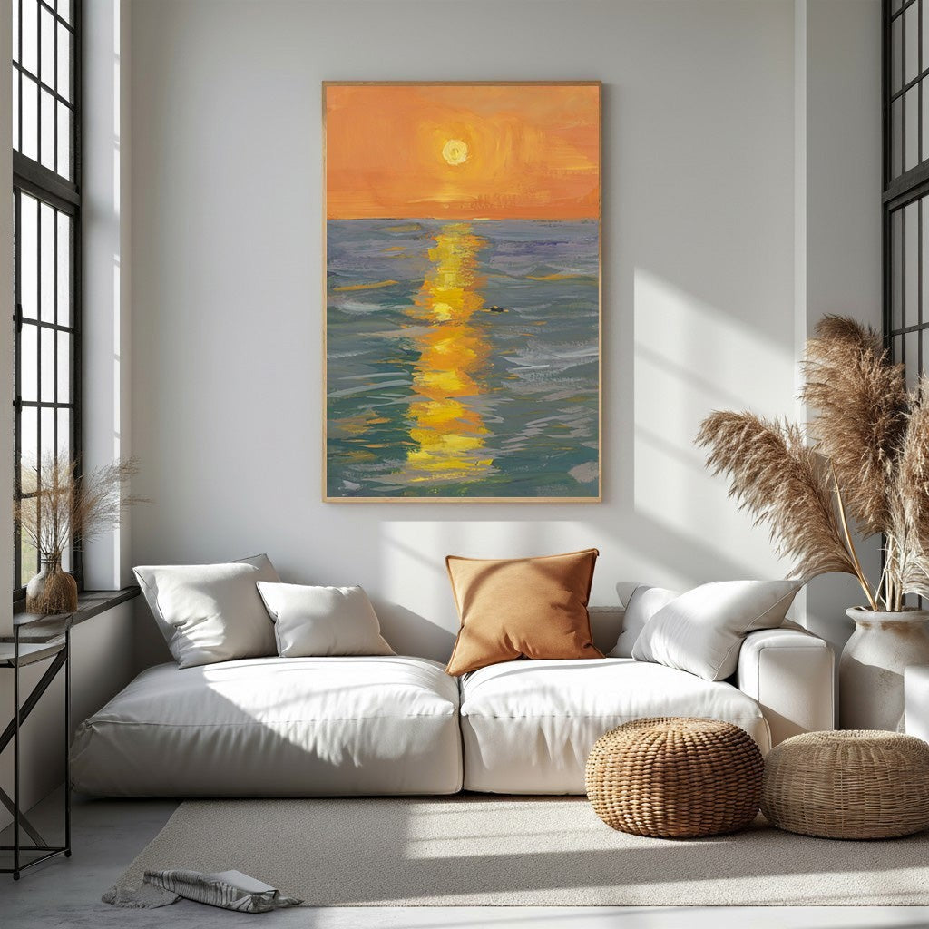 Sunset Over Water Canvas Wall Art
