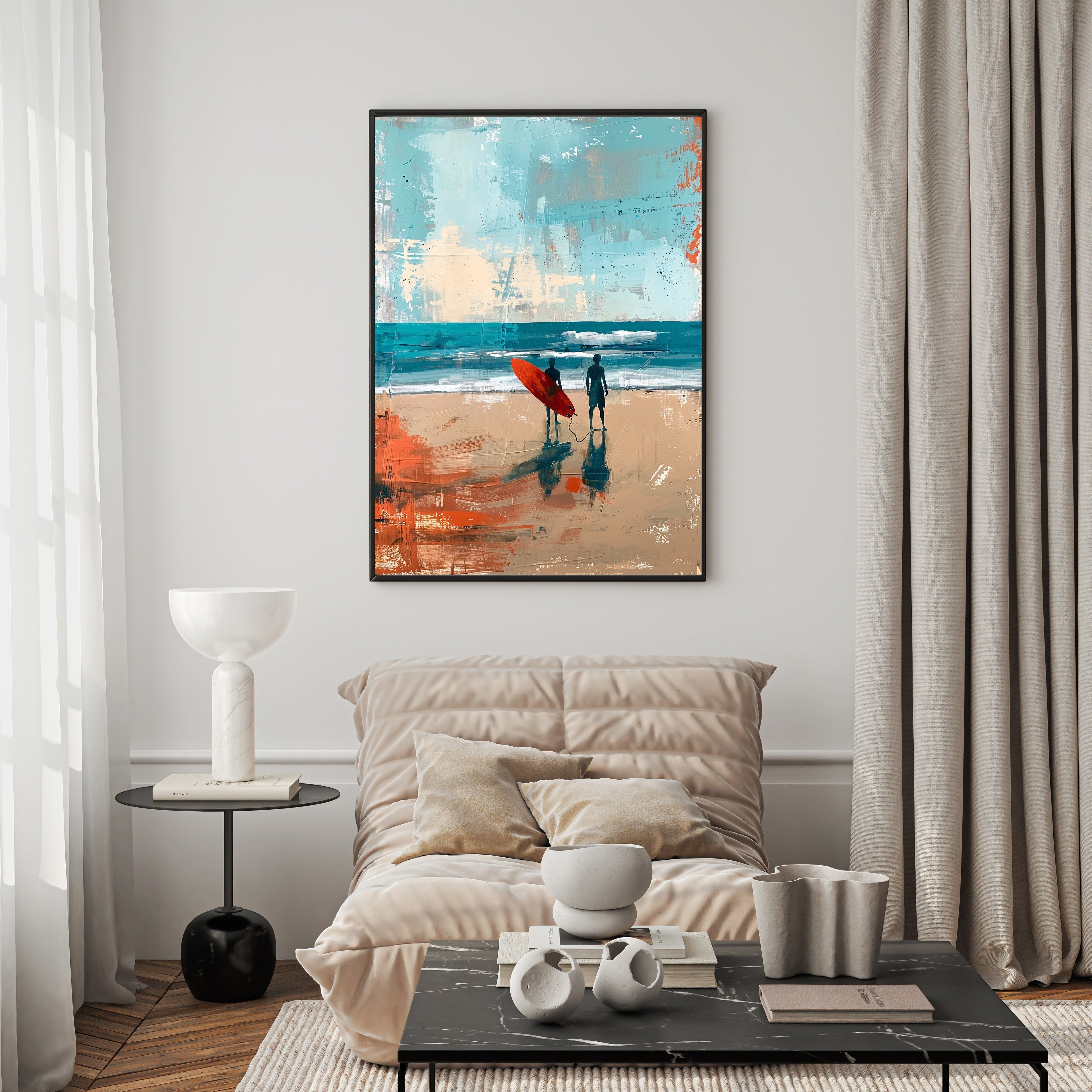 Surfers Waiting For Waves Abstract Art