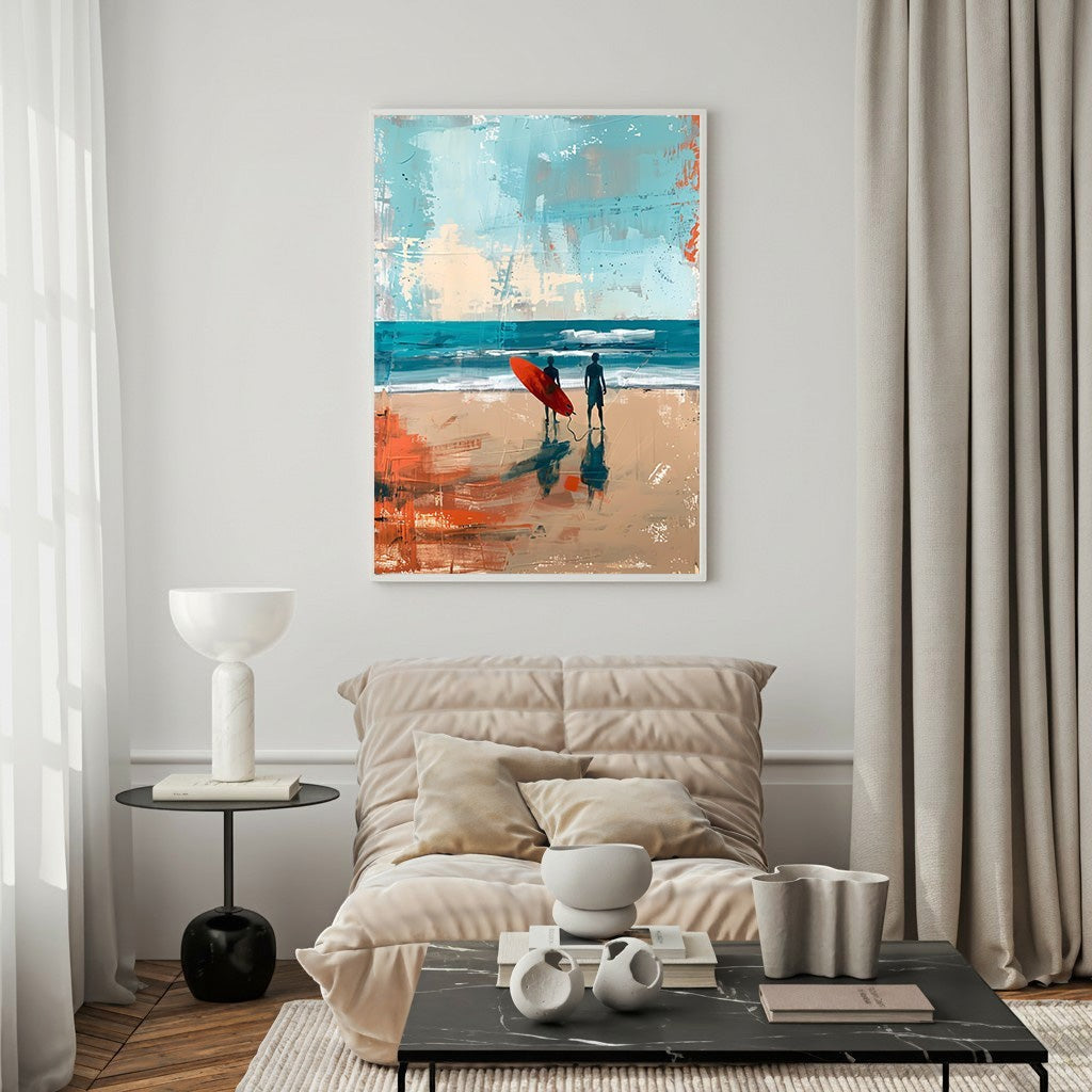 Surfers Waiting For Waves Abstract Art