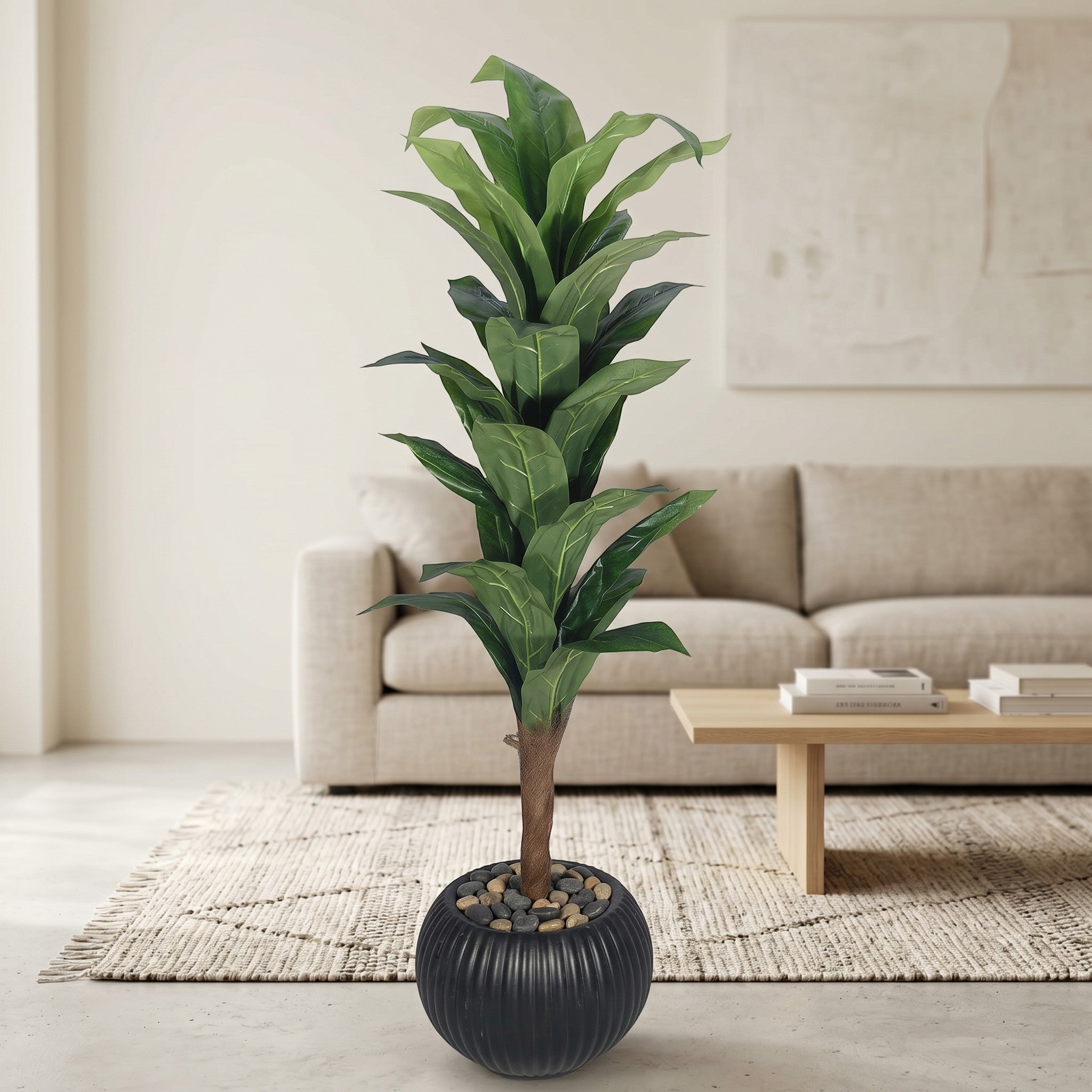 Tall Fiddle Leaf Fig Tree In Decorative Planter