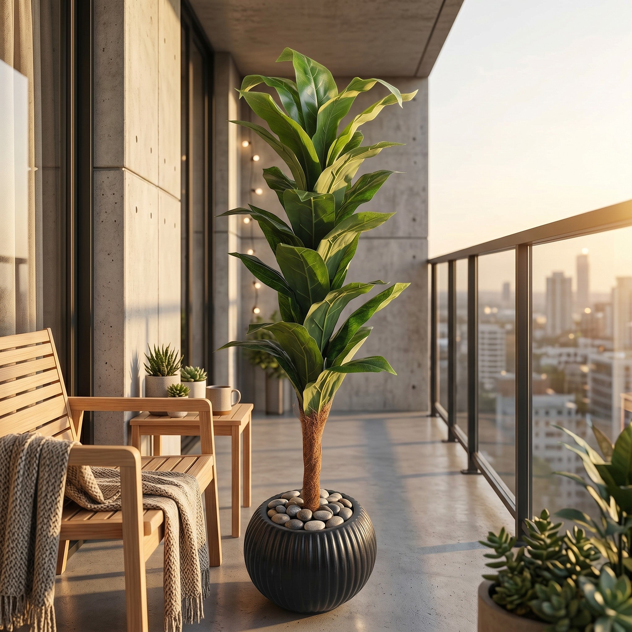 Tall Fiddle Leaf Fig Tree In Decorative Planter