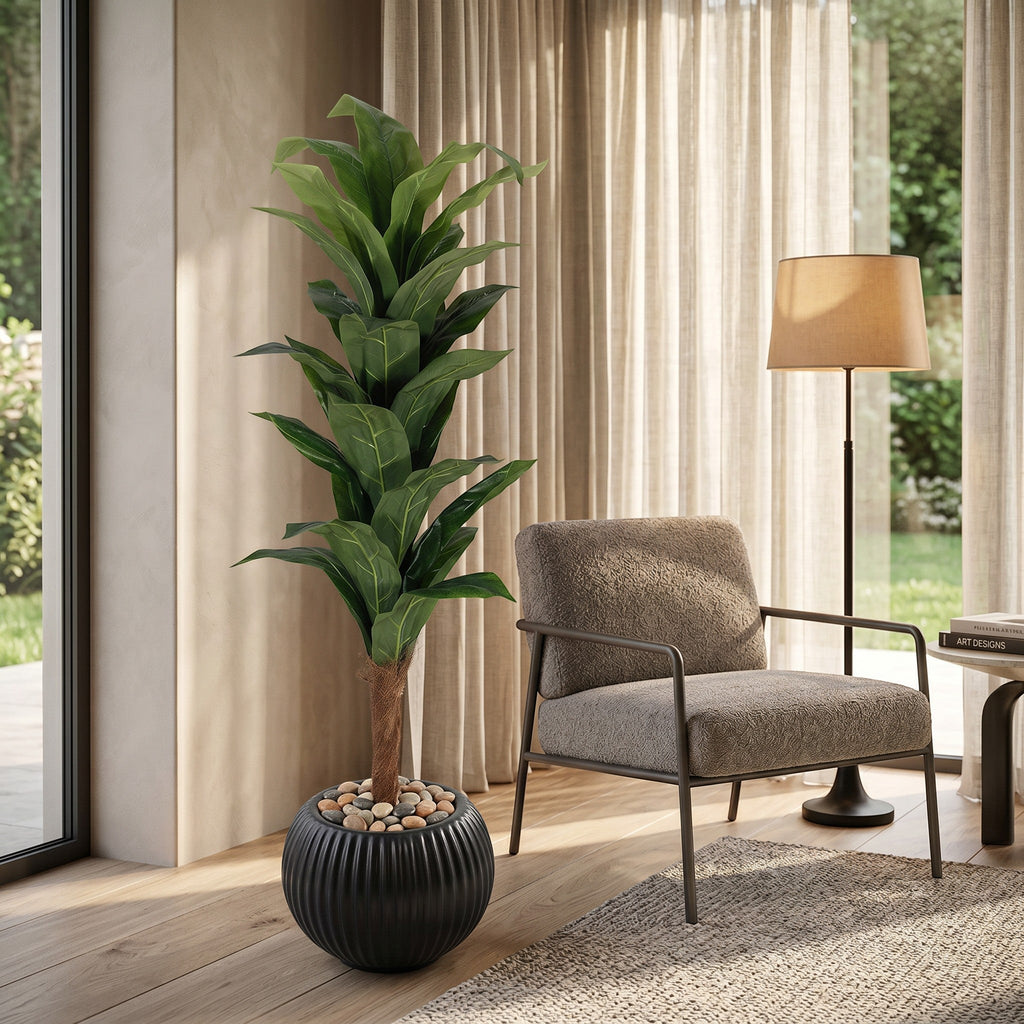 Tall Fiddle Leaf Fig Tree In Decorative Planter