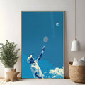 Tennis Player Serving Under The Sky