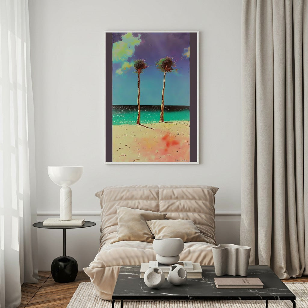 Tropical Palm Tree Beach Landscape Wall Art