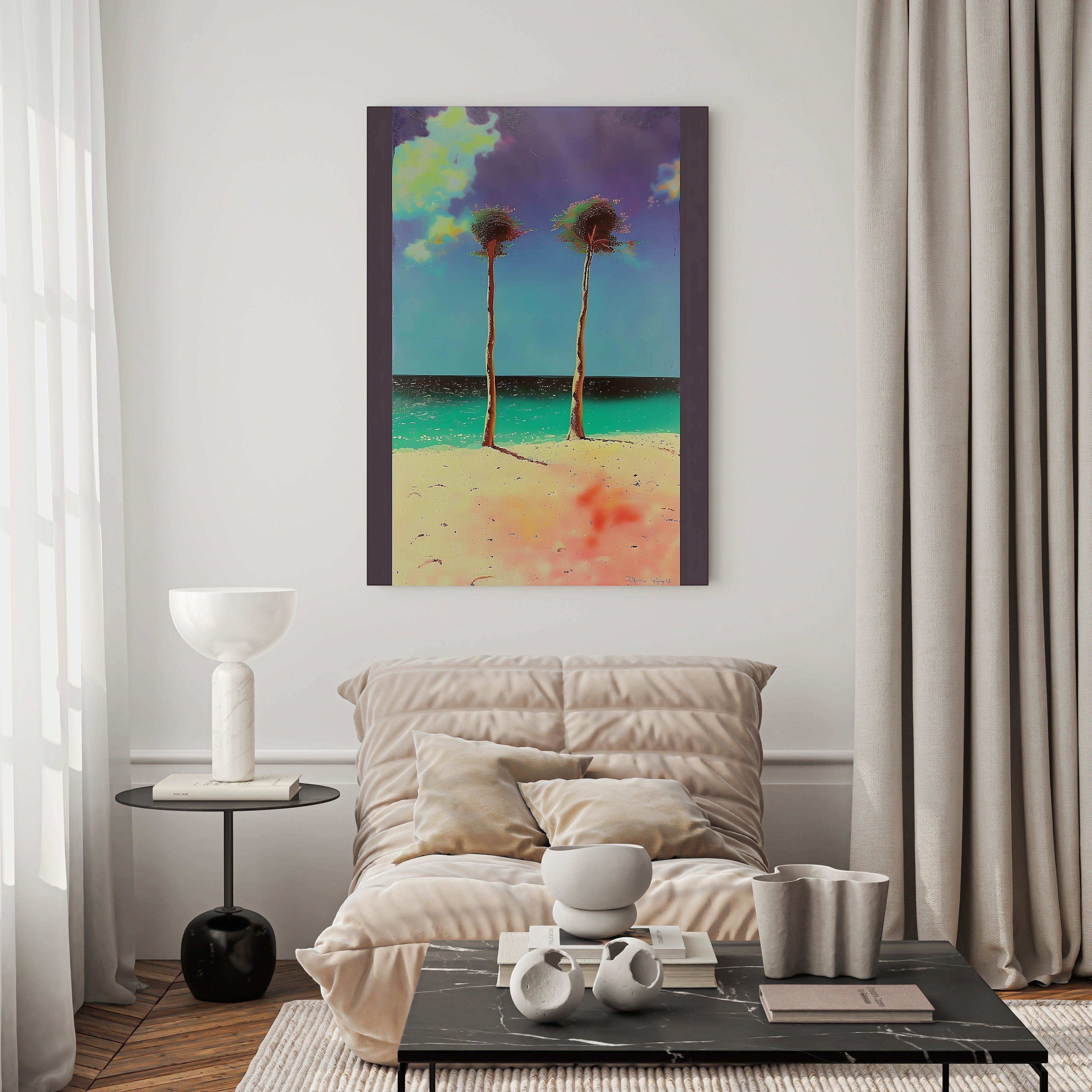 Tropical Palm Tree Beach Landscape Wall Art