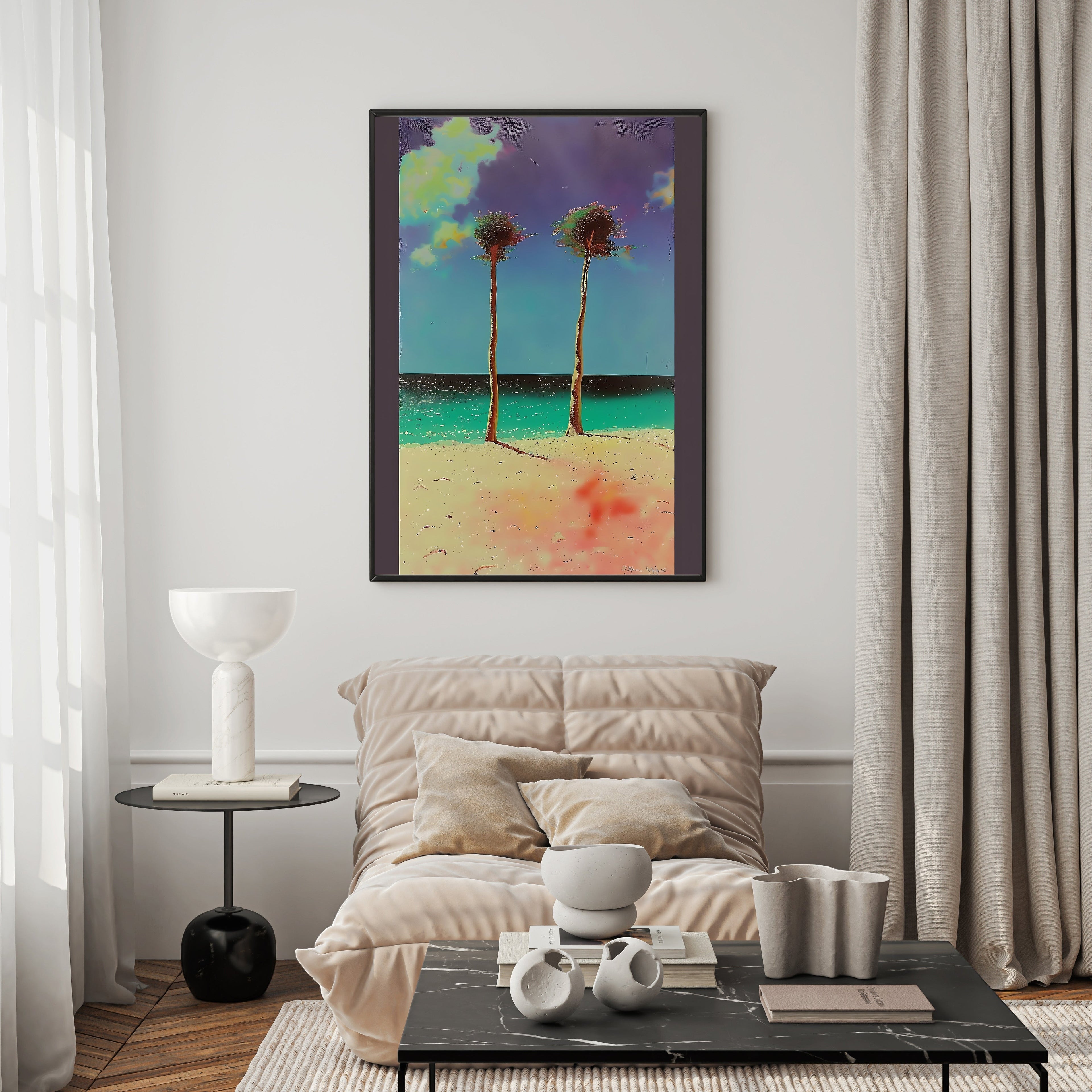 Tropical Palm Tree Beach Landscape Wall Art
