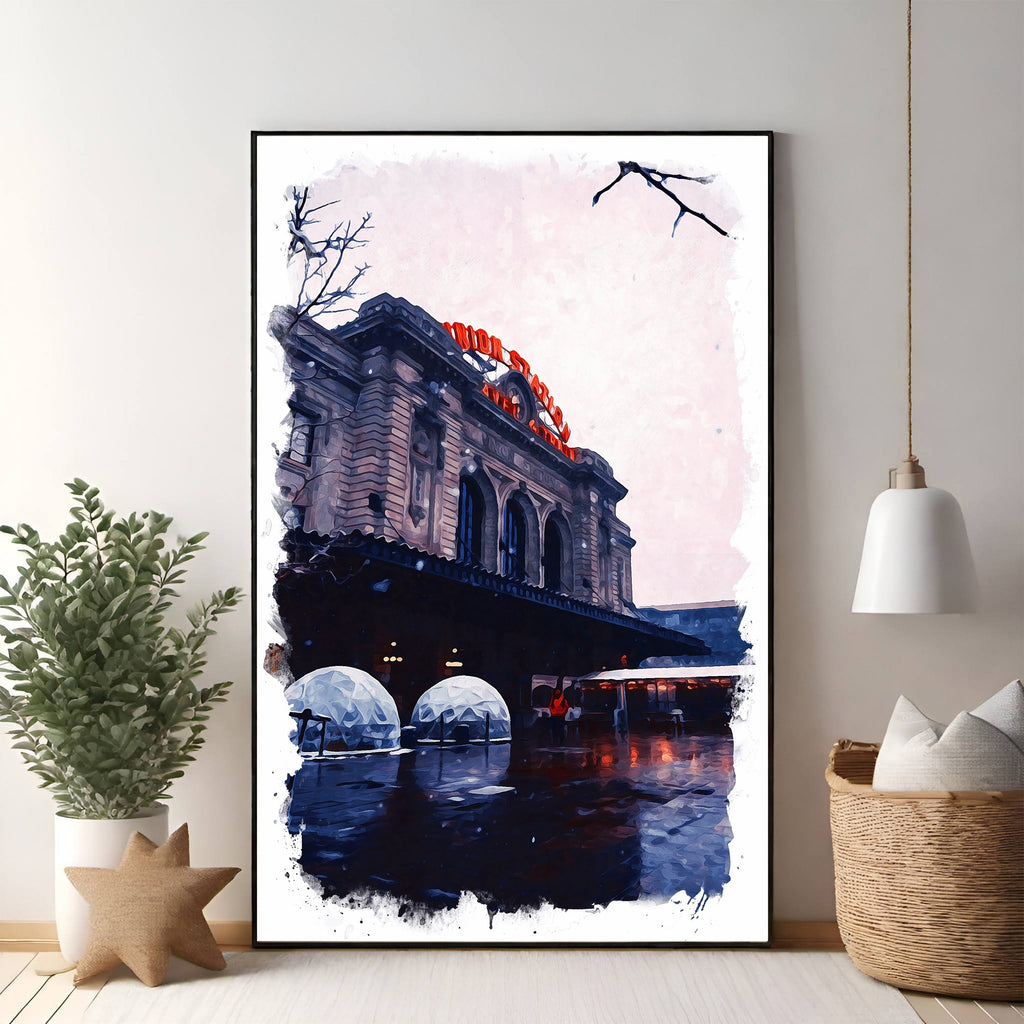 Union Station Winter Scene Art Print
