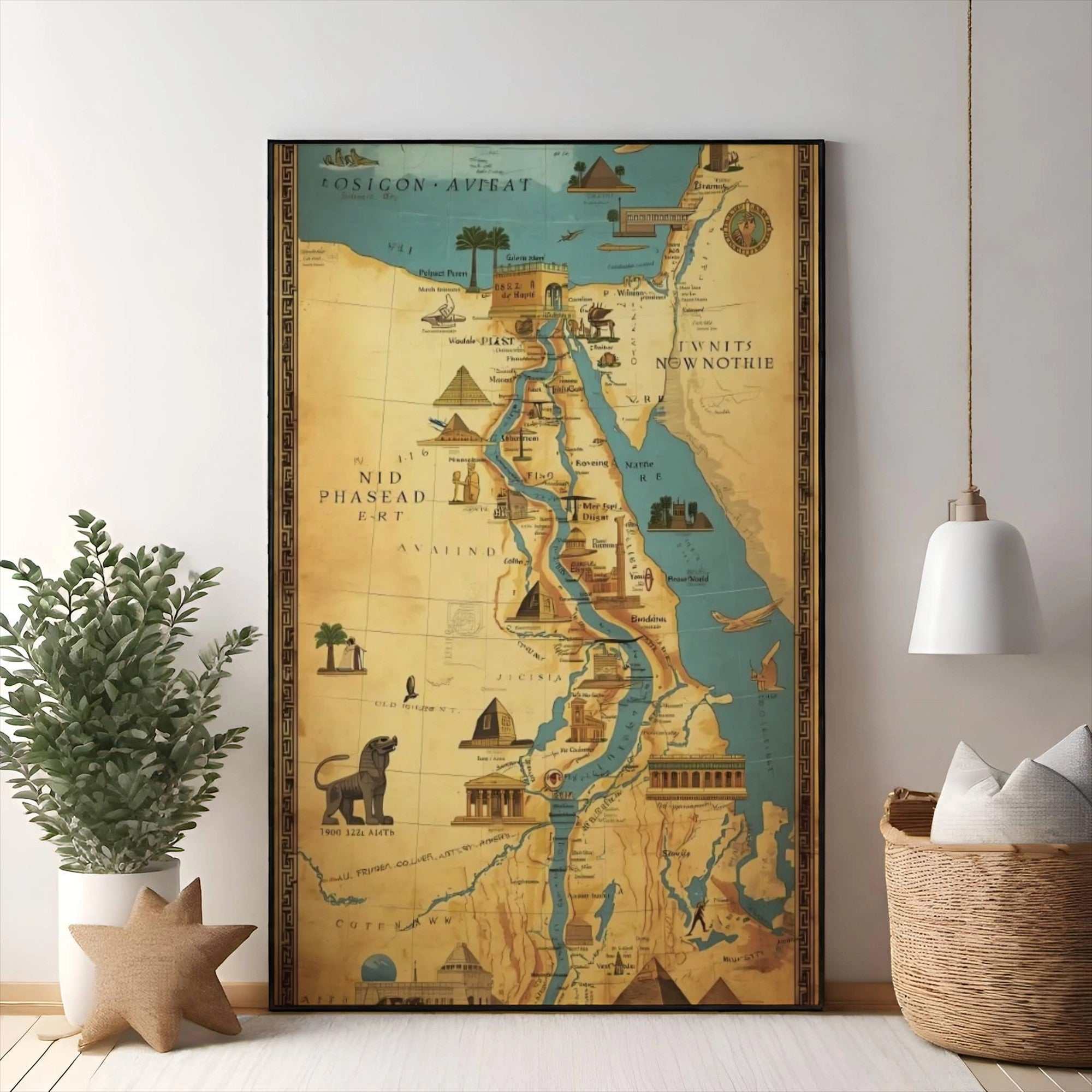 Vintage Egyptian Map Wall Art