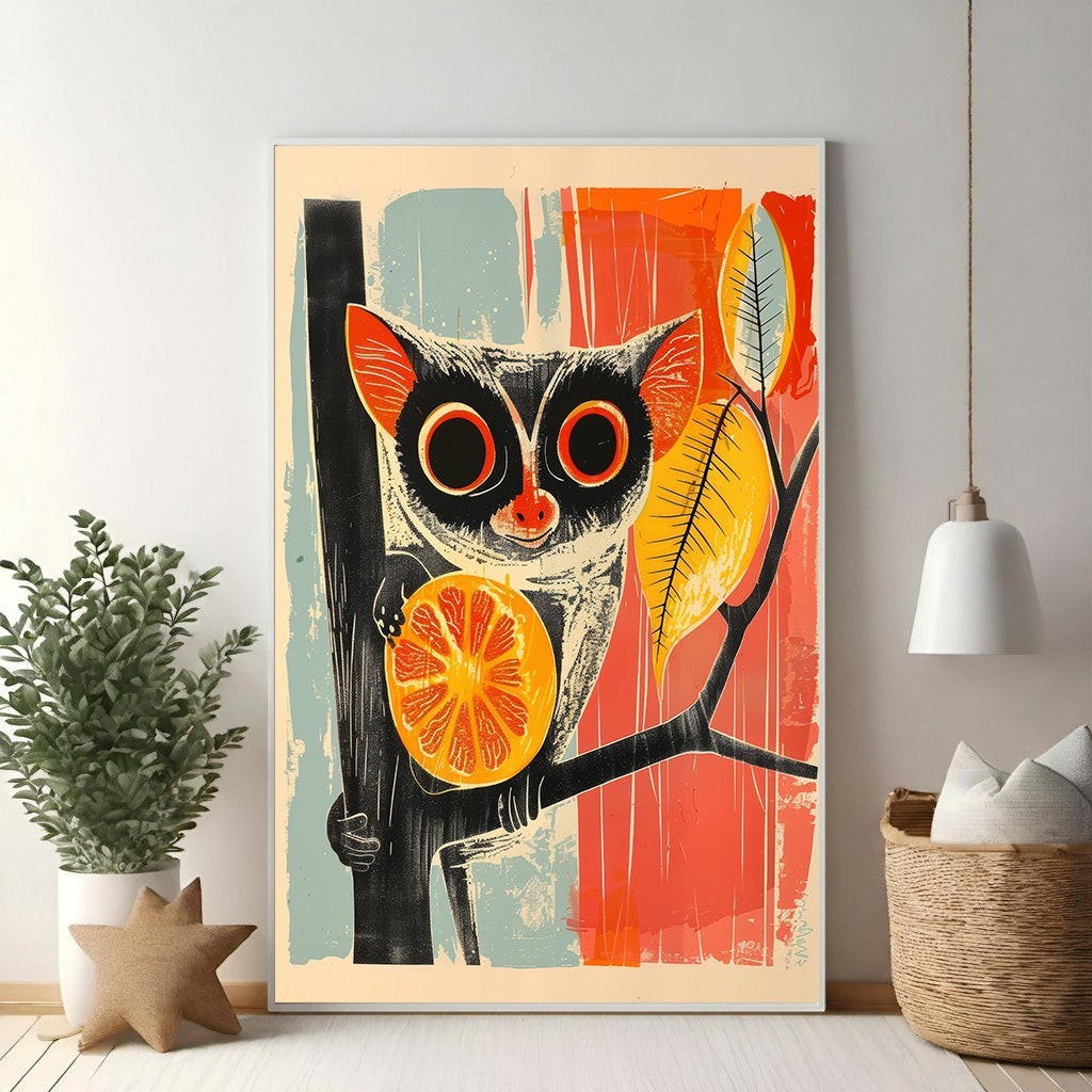 Whimsical Forest Creature Holding Citrus Fruit