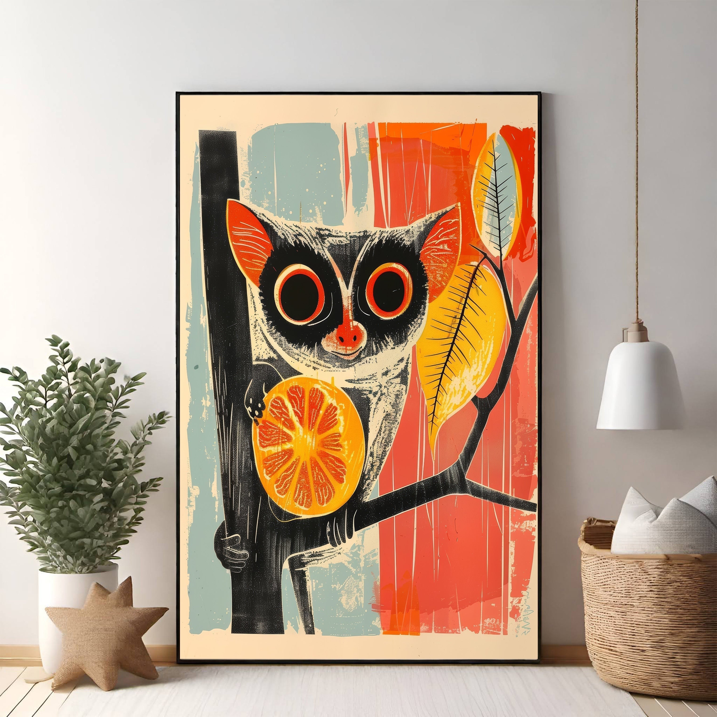 Whimsical Forest Creature Holding Citrus Fruit
