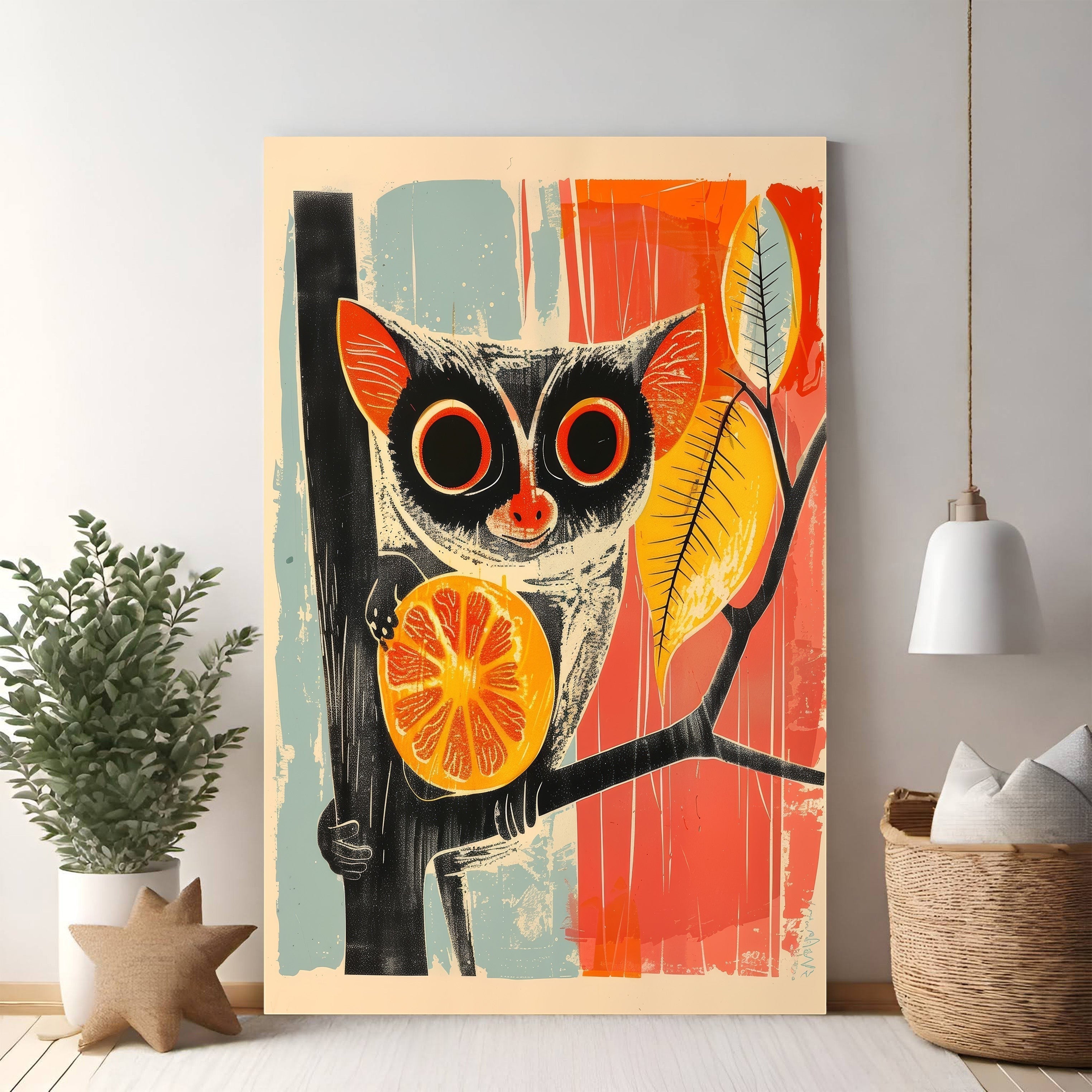 Whimsical Forest Creature Holding Citrus Fruit