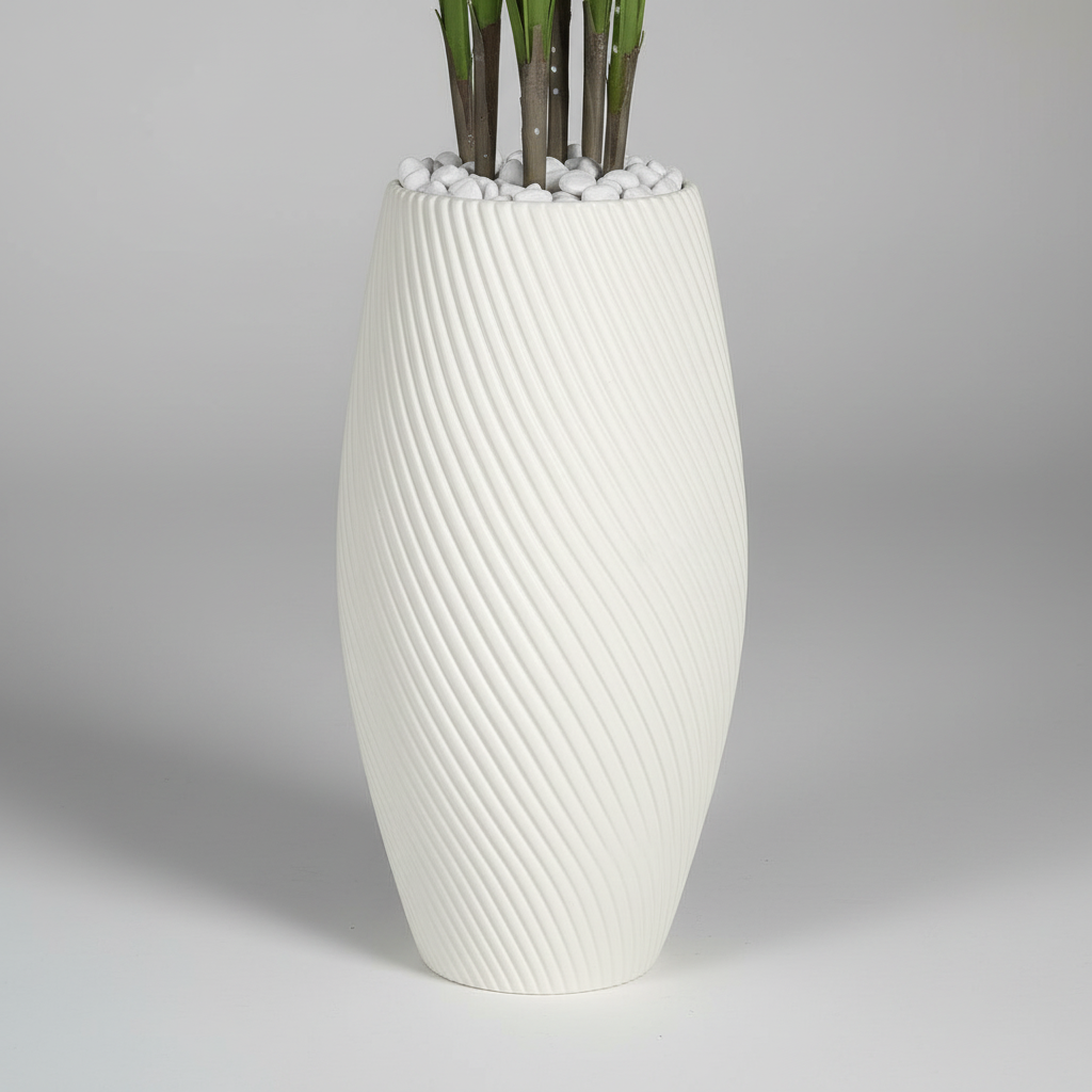 Decorative Artificial Potted Plant in Textured Floor Pot