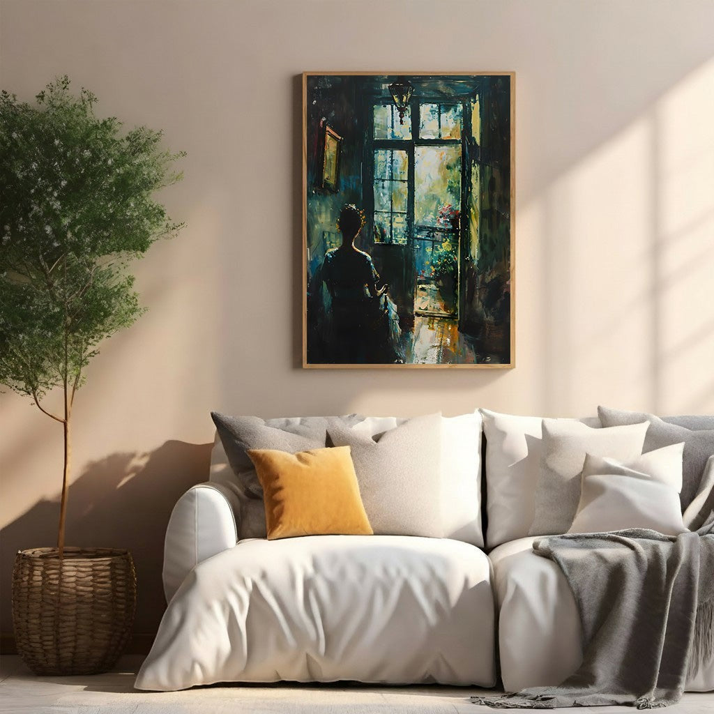 Woman Looking Out Window Wall Art