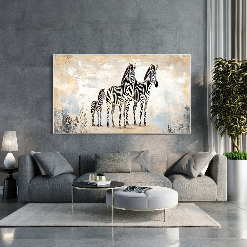 Zebras In The Savannah Landscape
