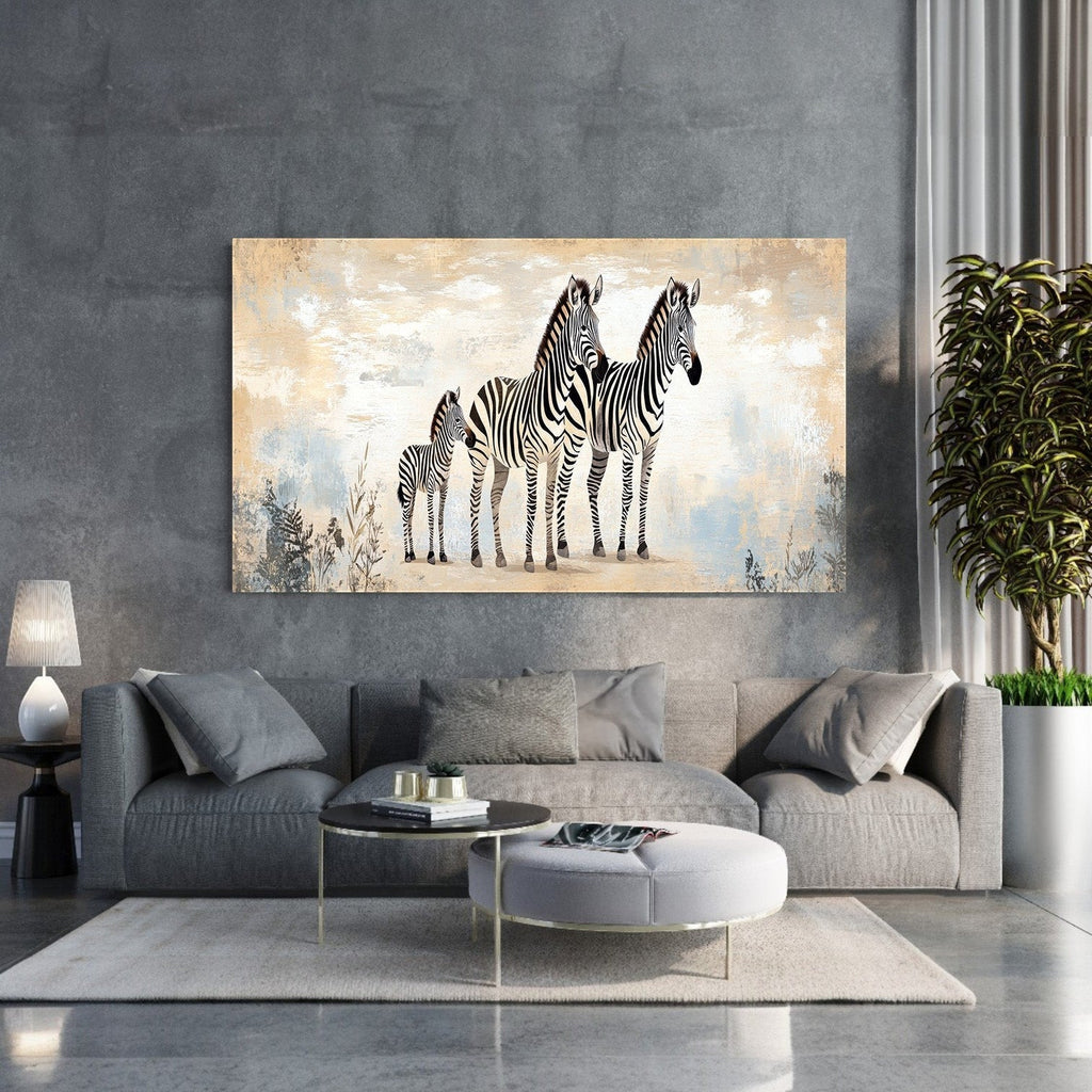 Zebras In The Savannah Landscape