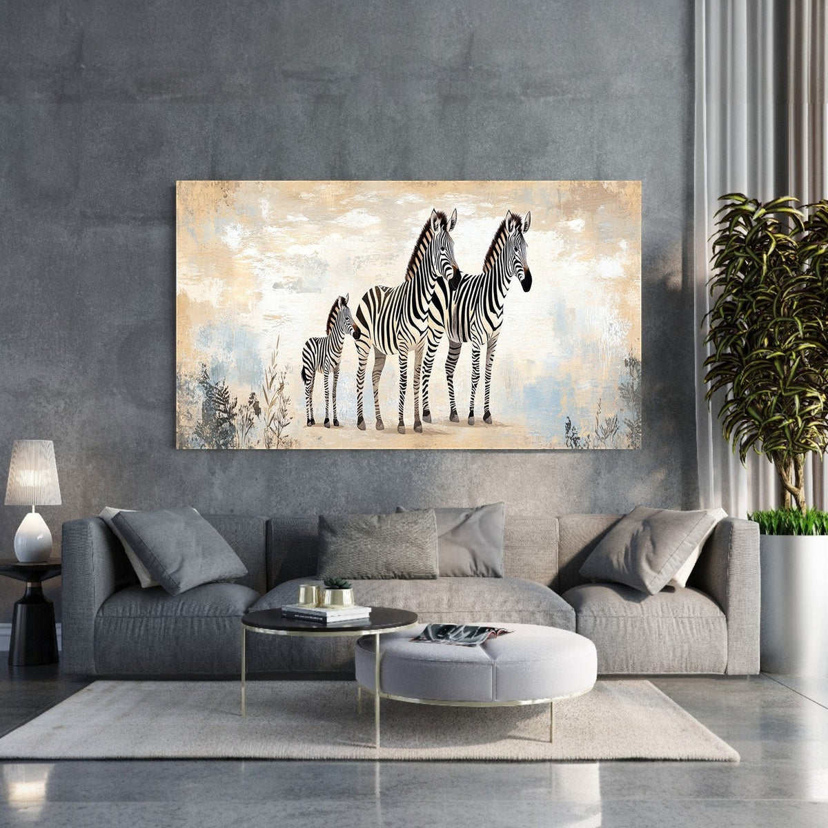 Zebras In The Savannah Landscape