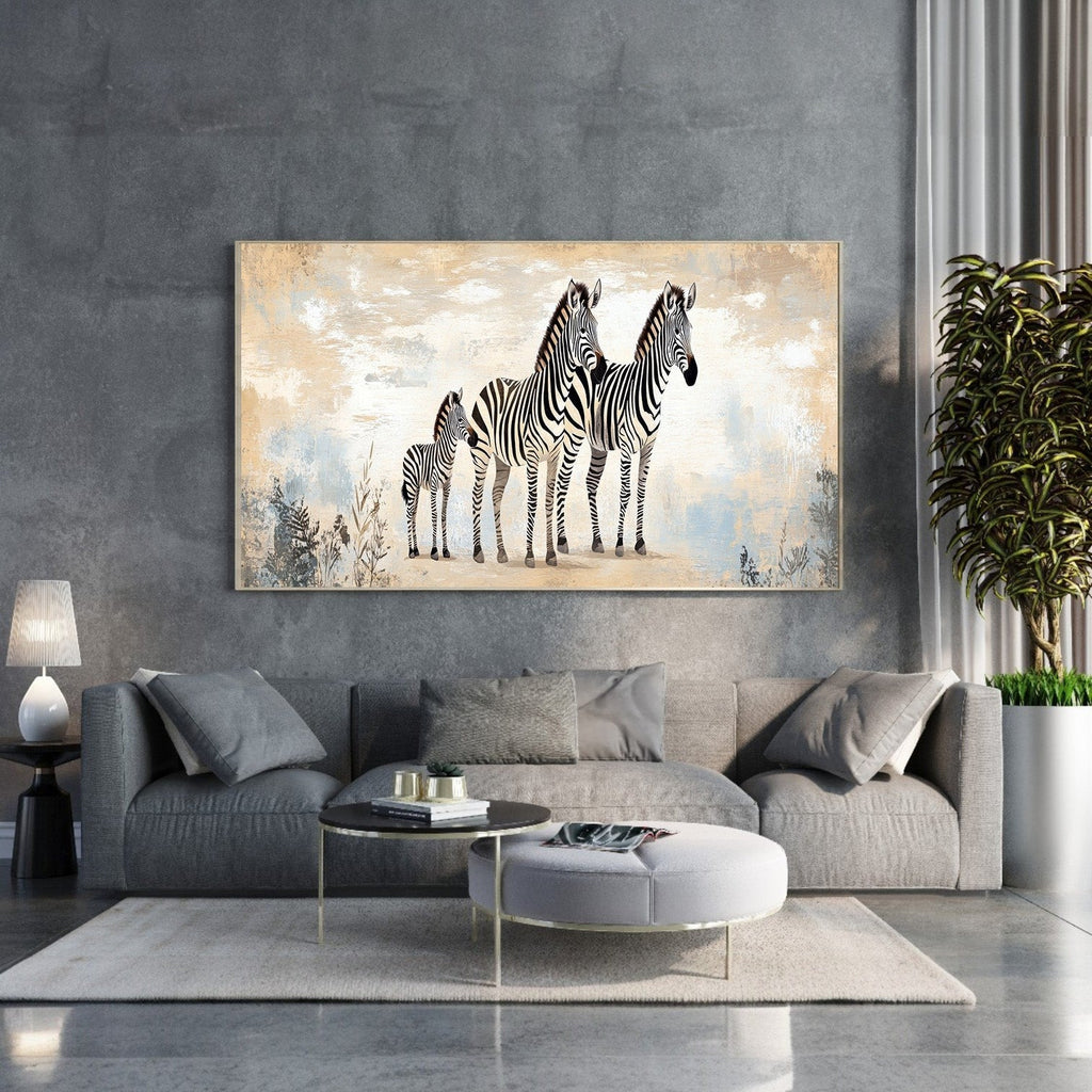 Zebras In The Savannah Landscape